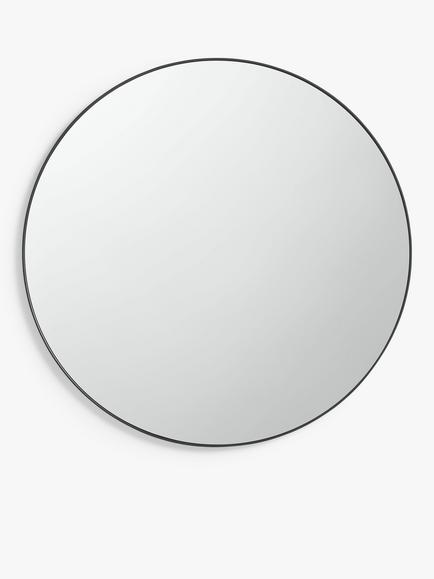 John Lewis Scandi Metal Round Wall Mirror, Black
