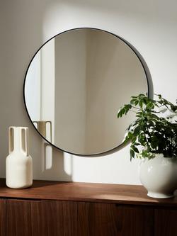 John Lewis Scandi Metal Round Wall Mirror - view 2, Black