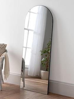 Yearn Delicacy Arched Wood Frame Wall/Leaner Mirror, Black