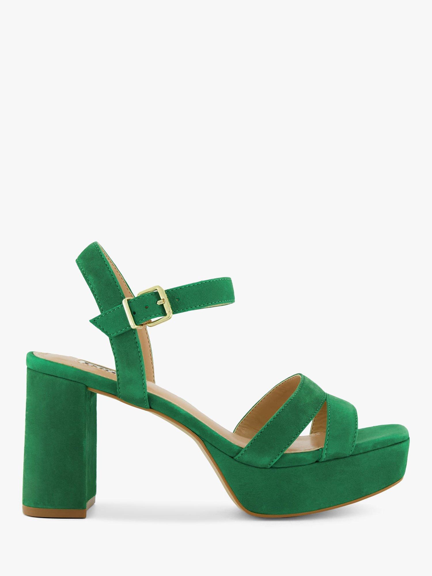 Dune Molten Suede Platform Sandals, Green