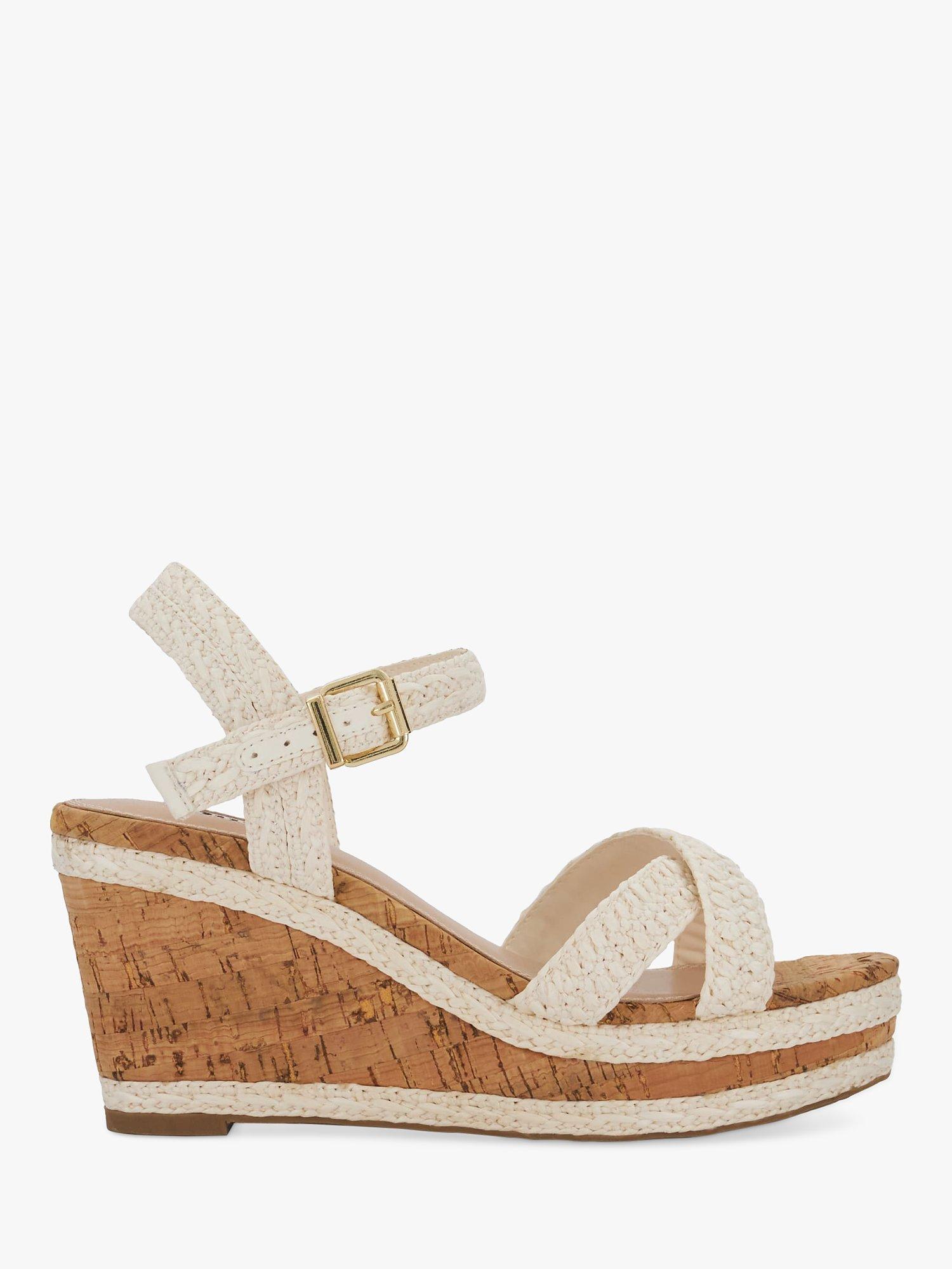 Dune London Kelisa Braided High Wedge Heel Sandals, White-plainsynthetic