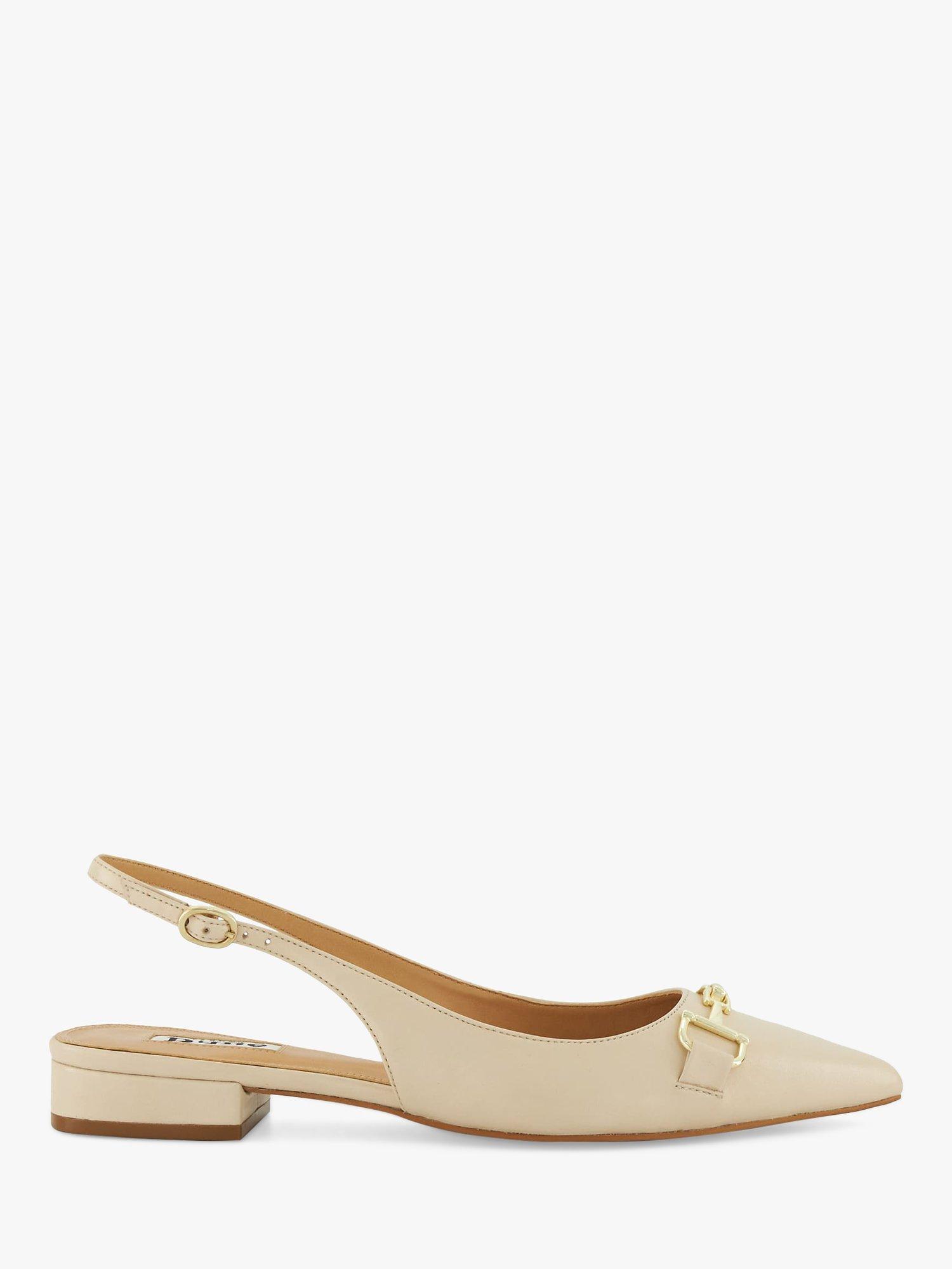 Dune Hopeful Leather Slingback Court Shoes, Ecru