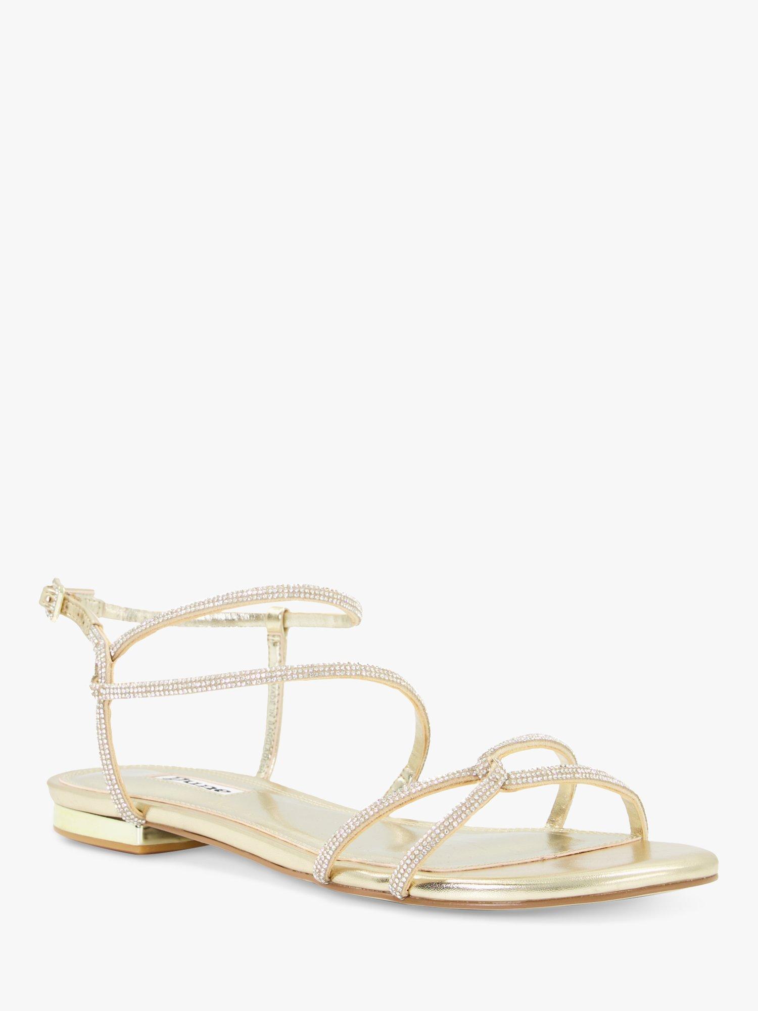 Product image 3 of 6, which shows Dune London Wide Fit Nightly Jewel Sandals, Champagne, EU40