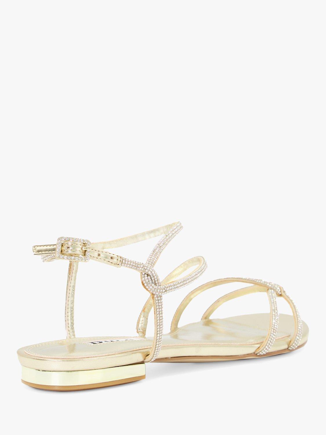 Product image 4 of 6, which shows Dune London Wide Fit Nightly Jewel Sandals, Champagne, EU40