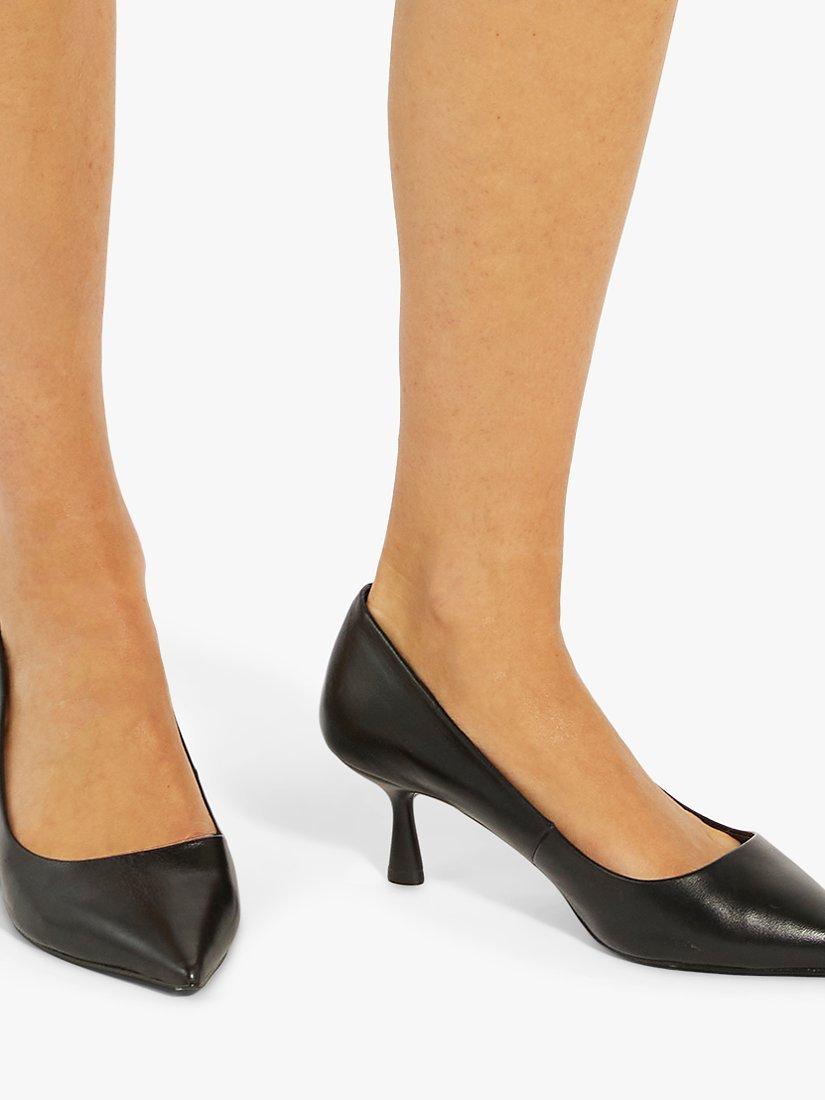 Product image 5 of 5, which shows Dune London Wide Fit Angelina Leather Court Shoes, Black, 3