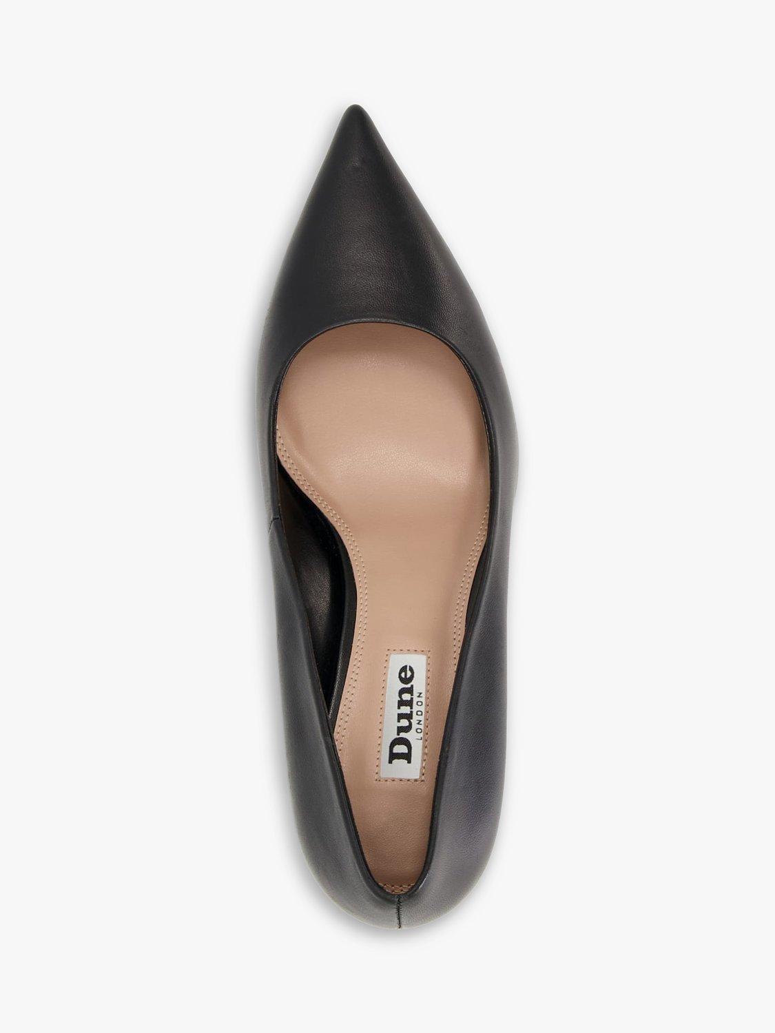 Product image 2 of 5, which shows Dune London Wide Fit Angelina Leather Court Shoes, Black, 3