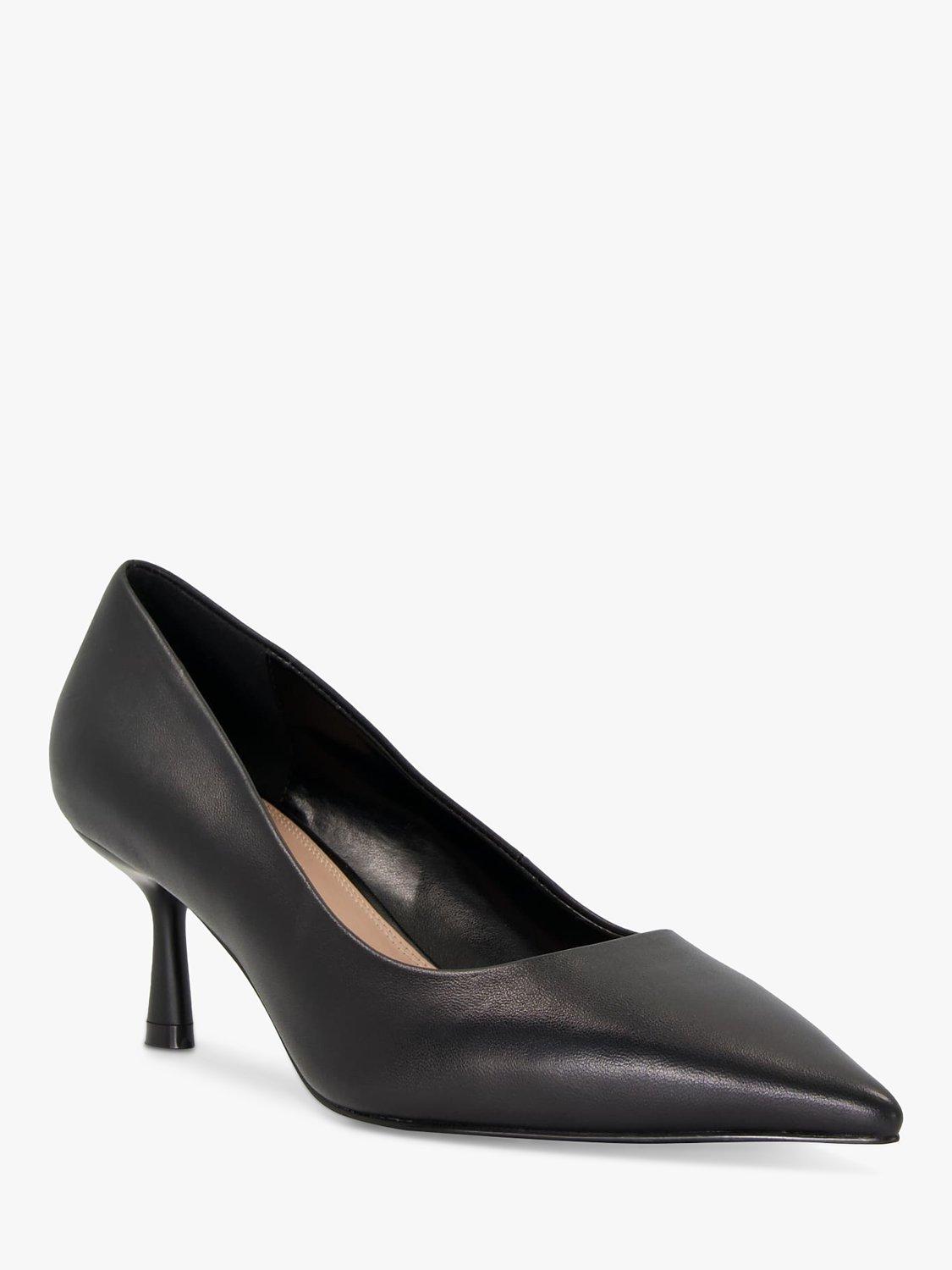 Product image 3 of 5, which shows Dune London Wide Fit Angelina Leather Court Shoes, Black, 3