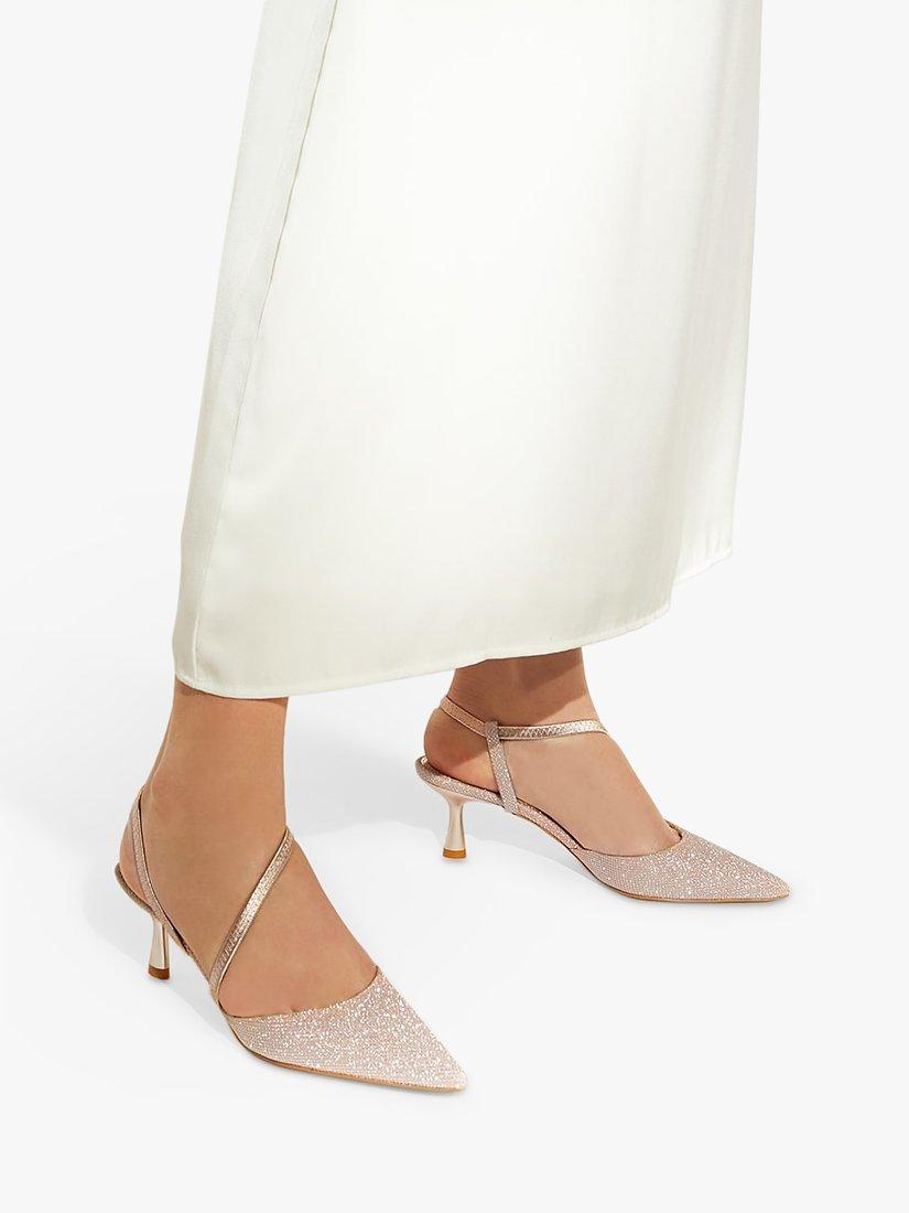 Product image 5 of 5, which shows Dune London Citrus Wide Fit Asymmetric Court Shoes, Rose Gold, 6