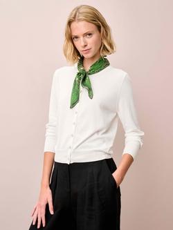 Brora Fine Gauge Knit Plain Cardigan - view 2, White