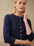 Brora Fine Gauge Knit Plain Cardigan, Navy