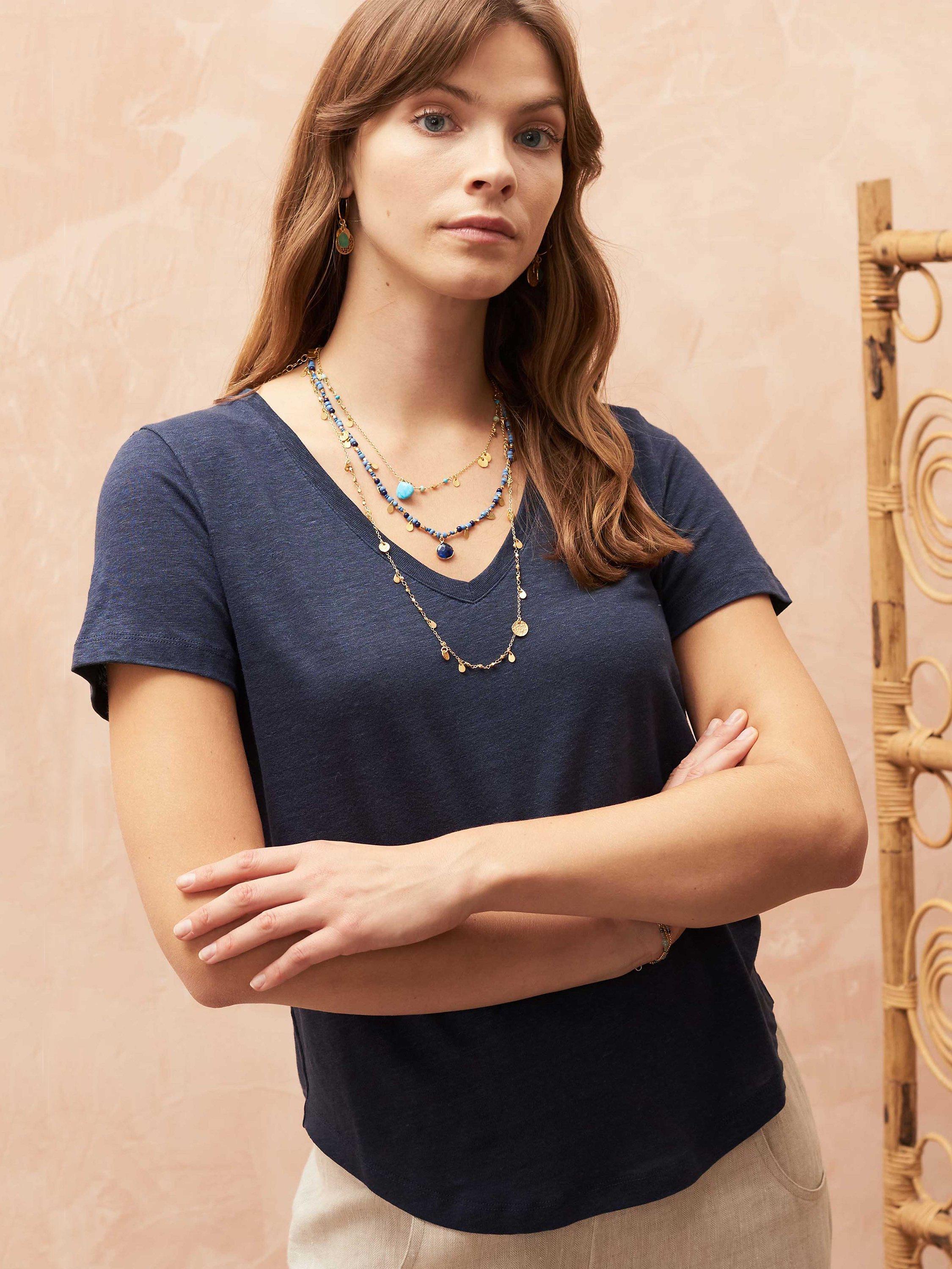 Brora Linen Knit T-Shirt, Ink