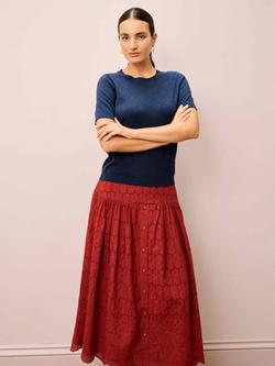 Brora Cotton Knit Classic Crew T-Shirt, Navy