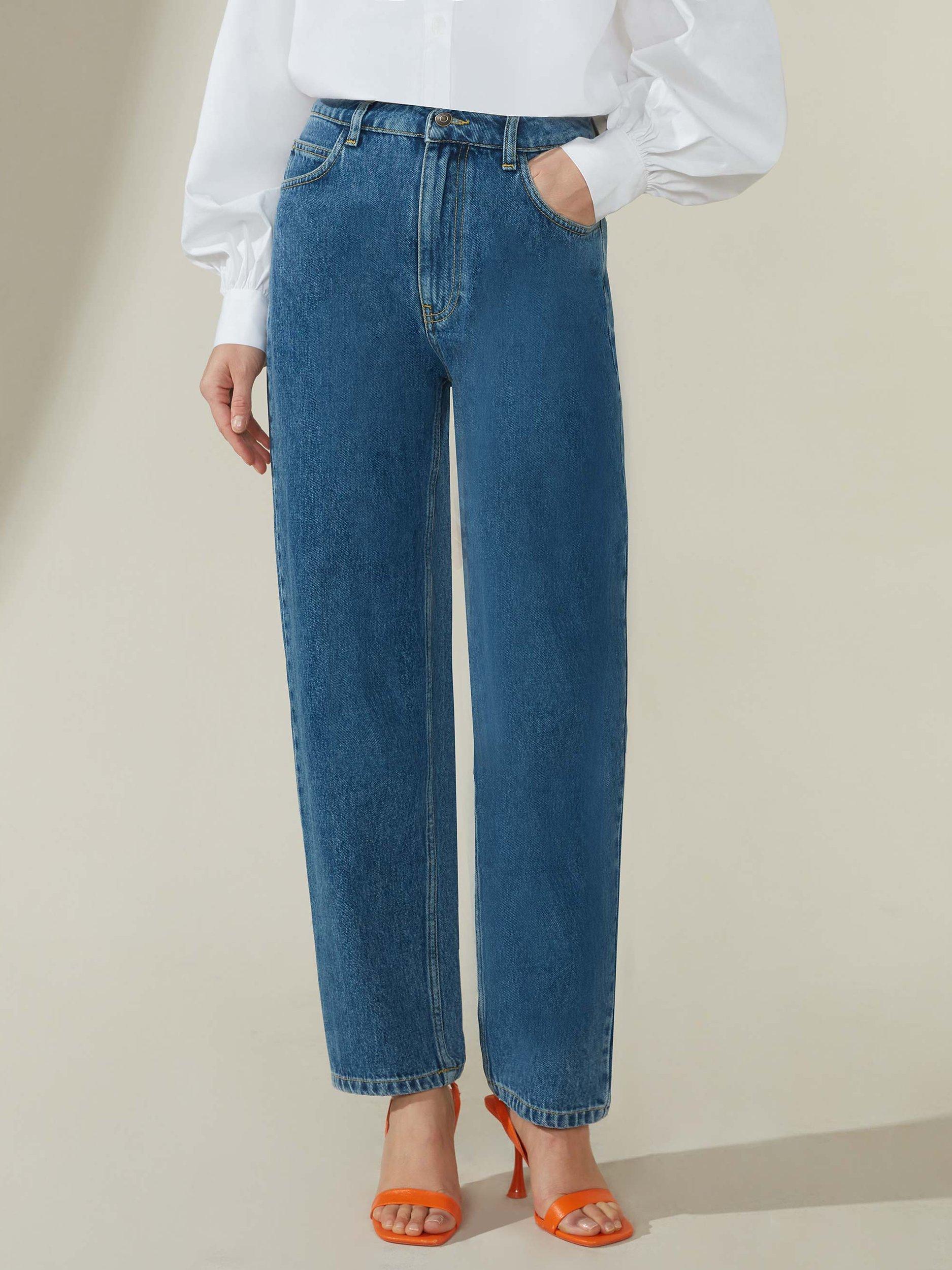 Ro Zo High Rise Straight Leg Jeans Blue