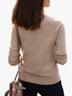 Pure Collection Crew Neck Cashmere Cardigan - view 2, Camel