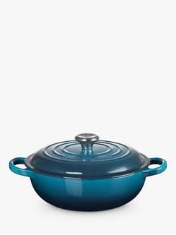 Le Creuset Essentials Cast Iron Round Casserole Soup Pot - view 2, Deep Teal