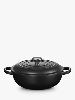 Le Creuset Essentials Cast Iron Round Casserole Soup Pot - view 2, Satin Black