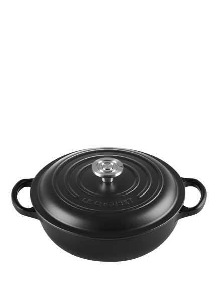 Le Creuset Essentials Cast Iron Round Casserole Soup Pot - view 2, Satin Black