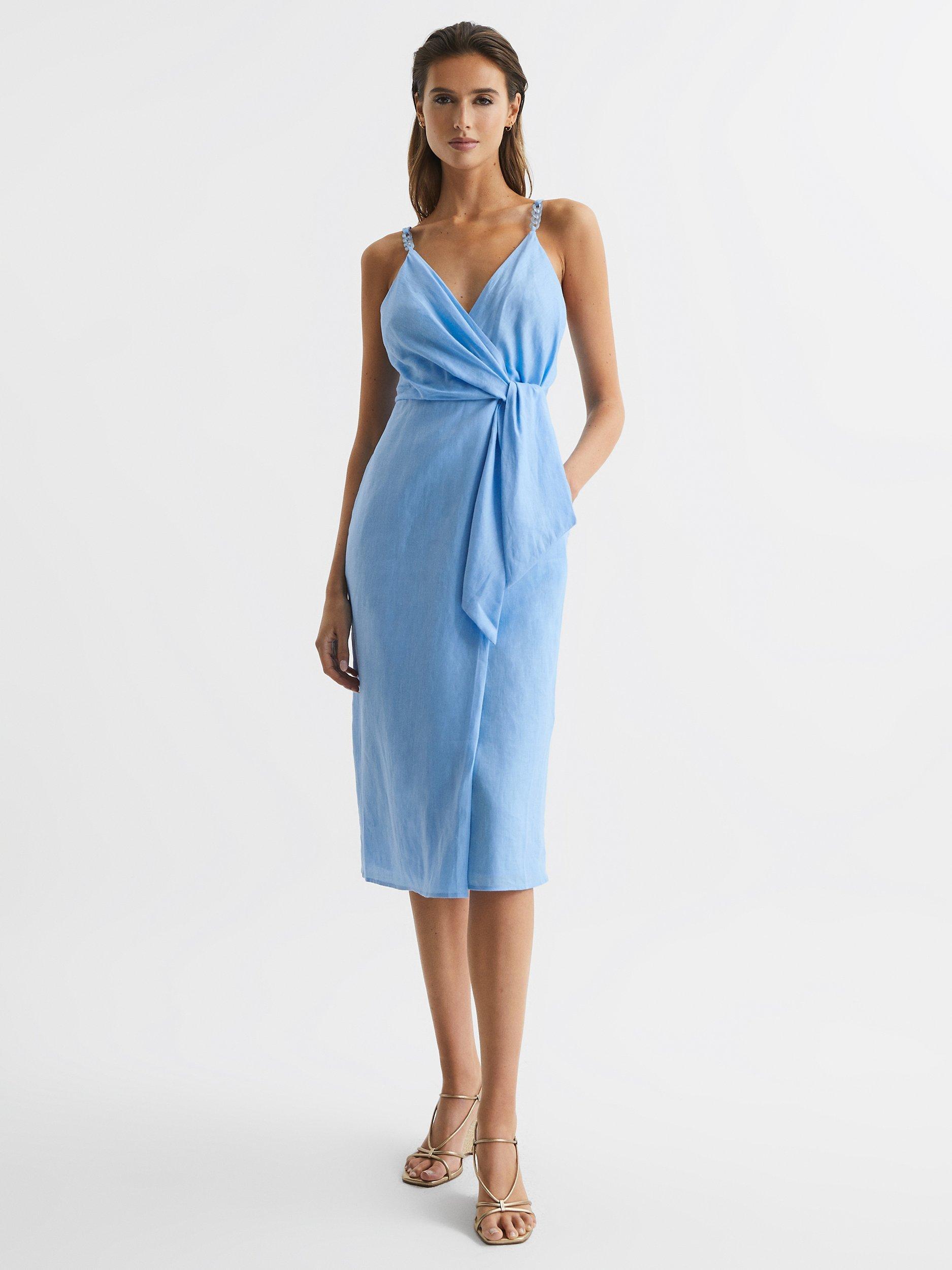 Reiss Esme Linen Tie Side Midi Dress