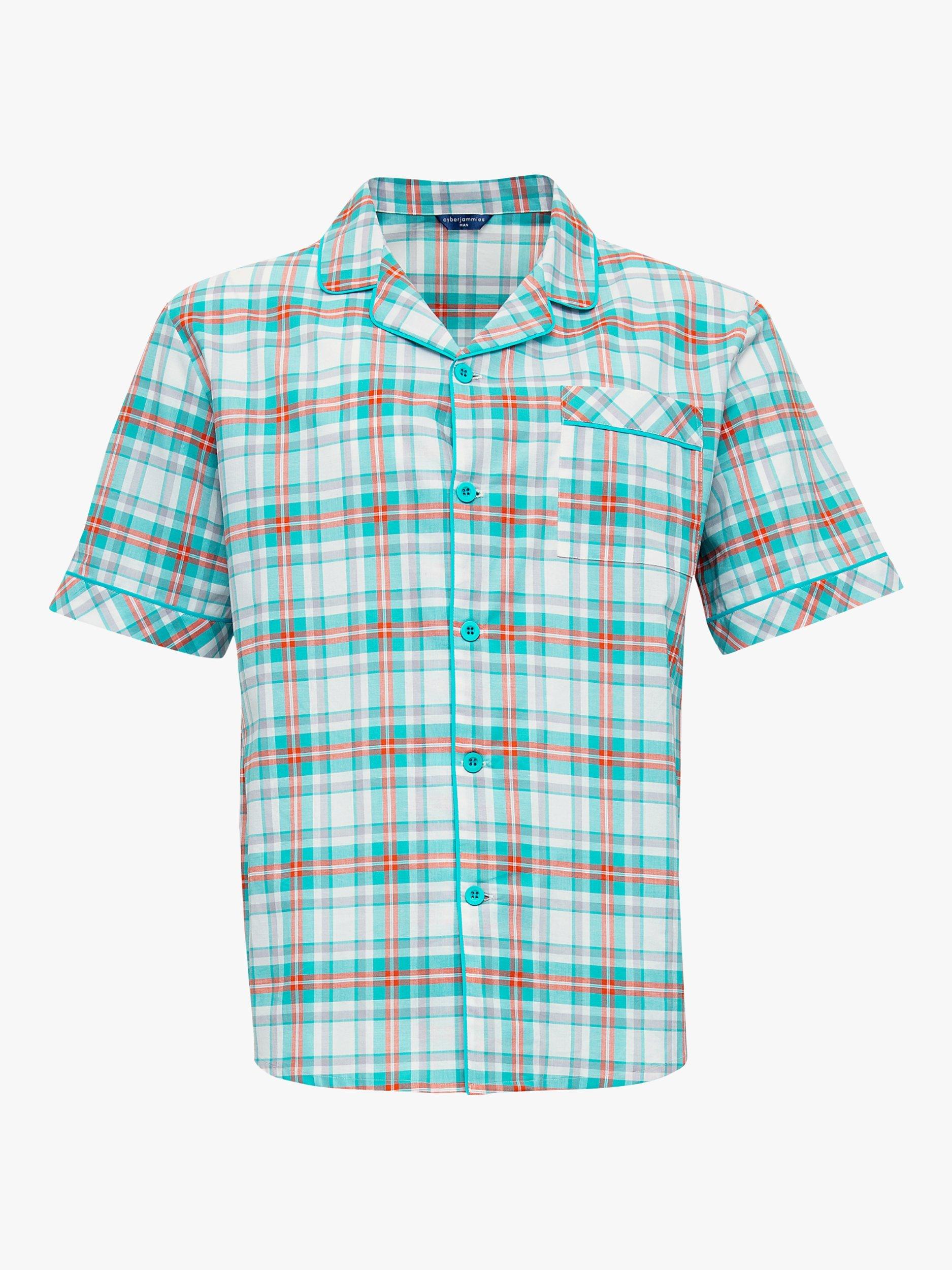 Product image 3 of 4, which shows Cyberjammies Luca Blue Check Short Sleeve Top, Blue, L