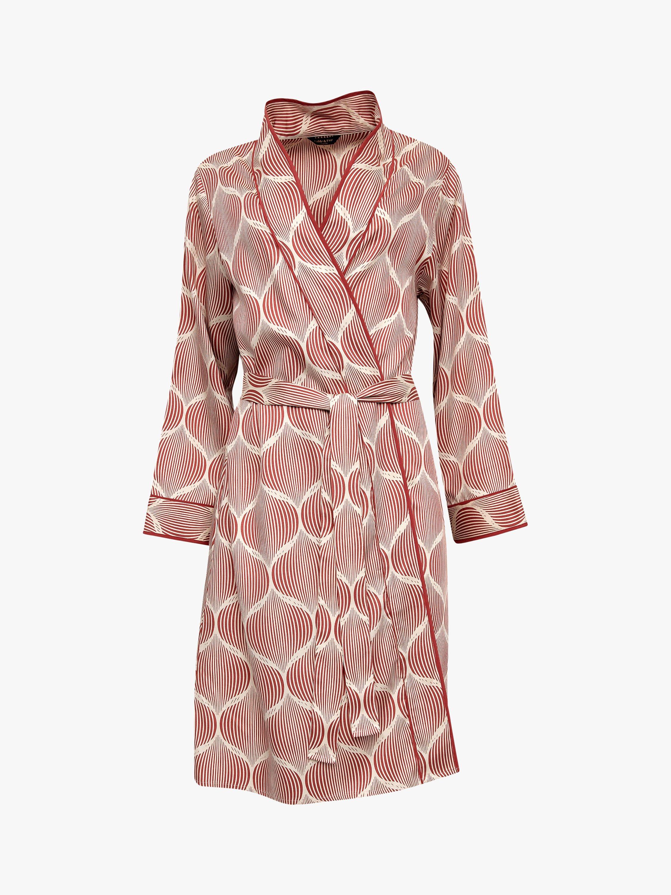 Product image 3 of 4, which shows Fable & Eve Islington Geometric Print Short Dressing Gown, Burnt Orange, 8