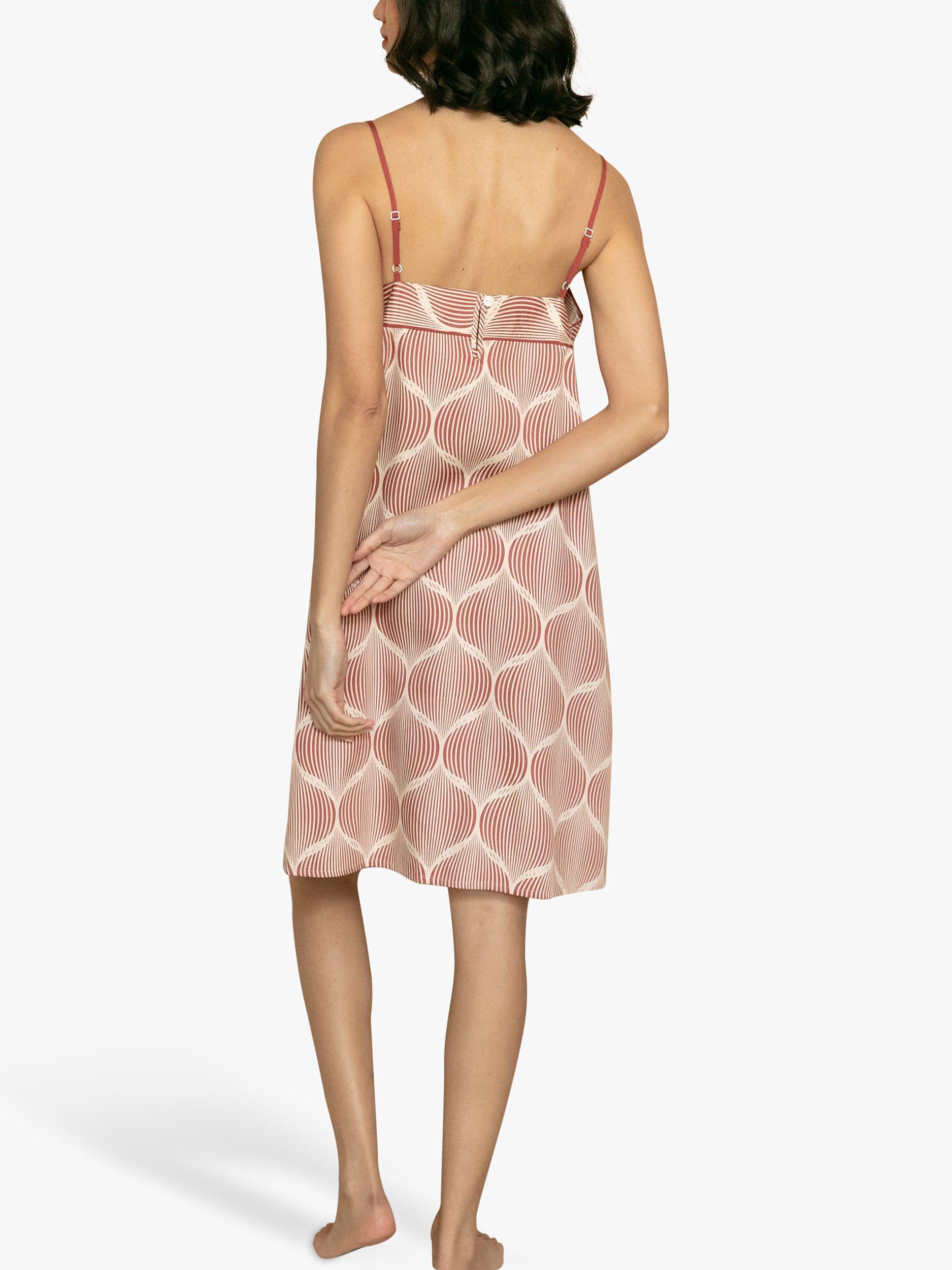 Product image 2 of 4, which shows Fable & Eve Islington Geometric Print Strappy Chemise, Burnt Orange, 8