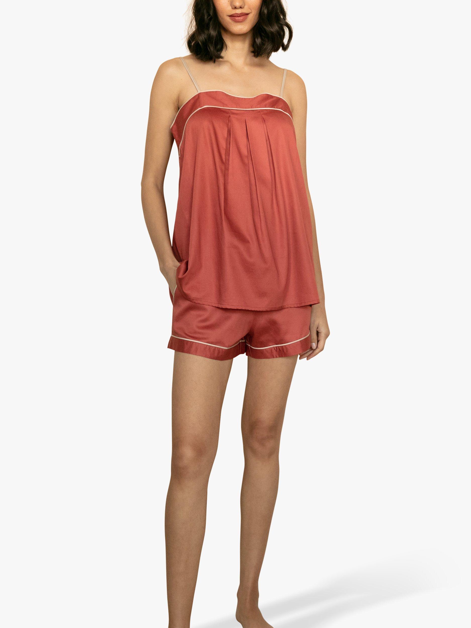 Product image 1 of 4, which shows Fable & Eve Islington Strappy Cami Pyjamas, Burnt Orange, 14