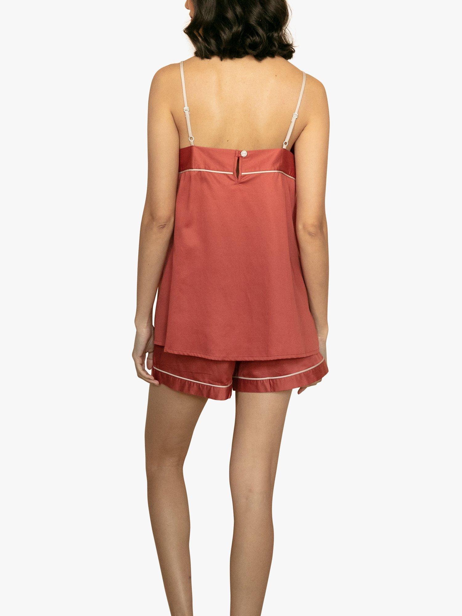 Product image 2 of 4, which shows Fable & Eve Islington Strappy Cami Pyjamas, Burnt Orange, 14
