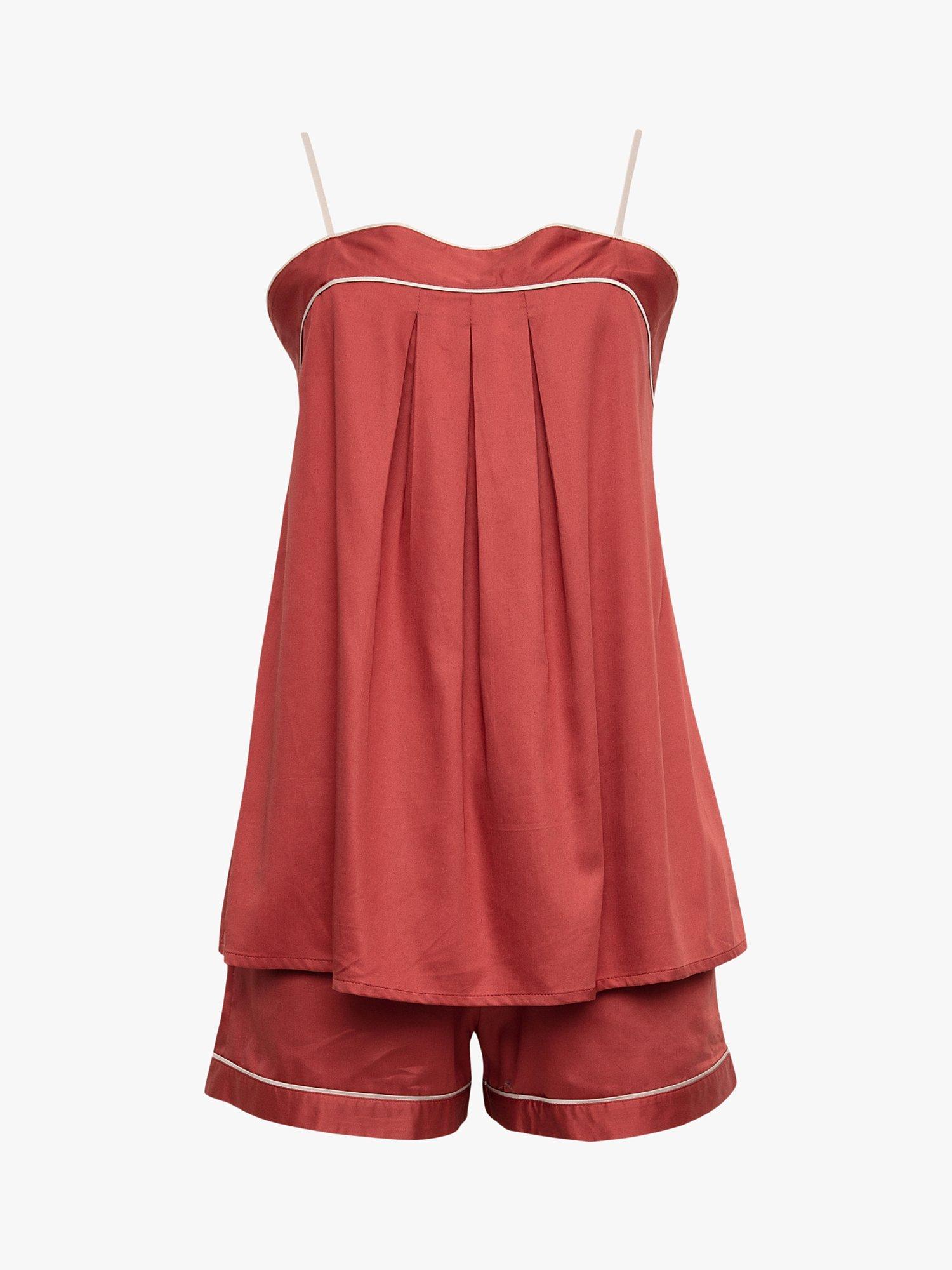 Product image 3 of 4, which shows Fable & Eve Islington Strappy Cami Pyjamas, Burnt Orange, 14