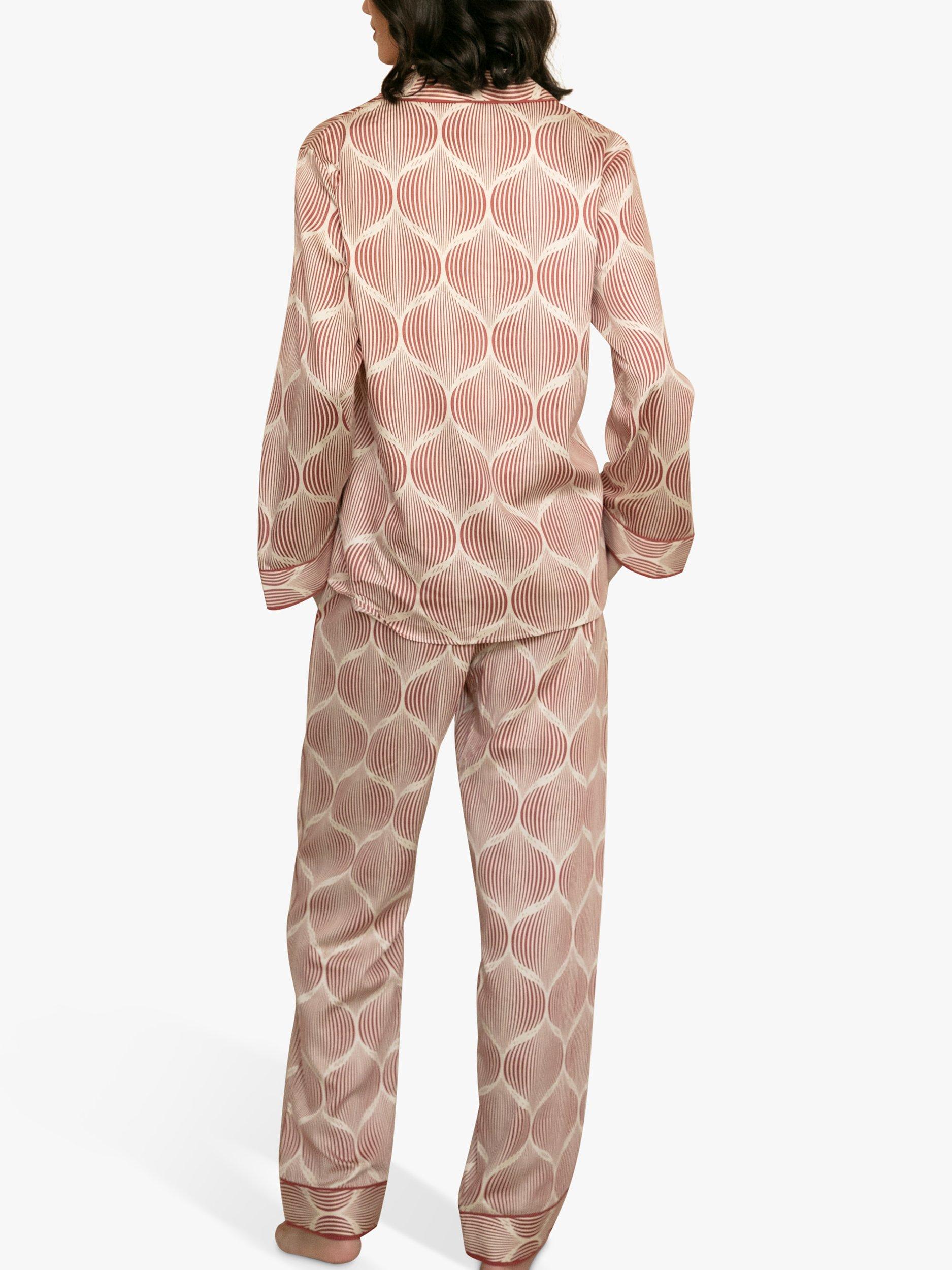 Product image 2 of 4, which shows Fable & Eve Islington Geometric Print Pyjamas, Burnt Orange, 8