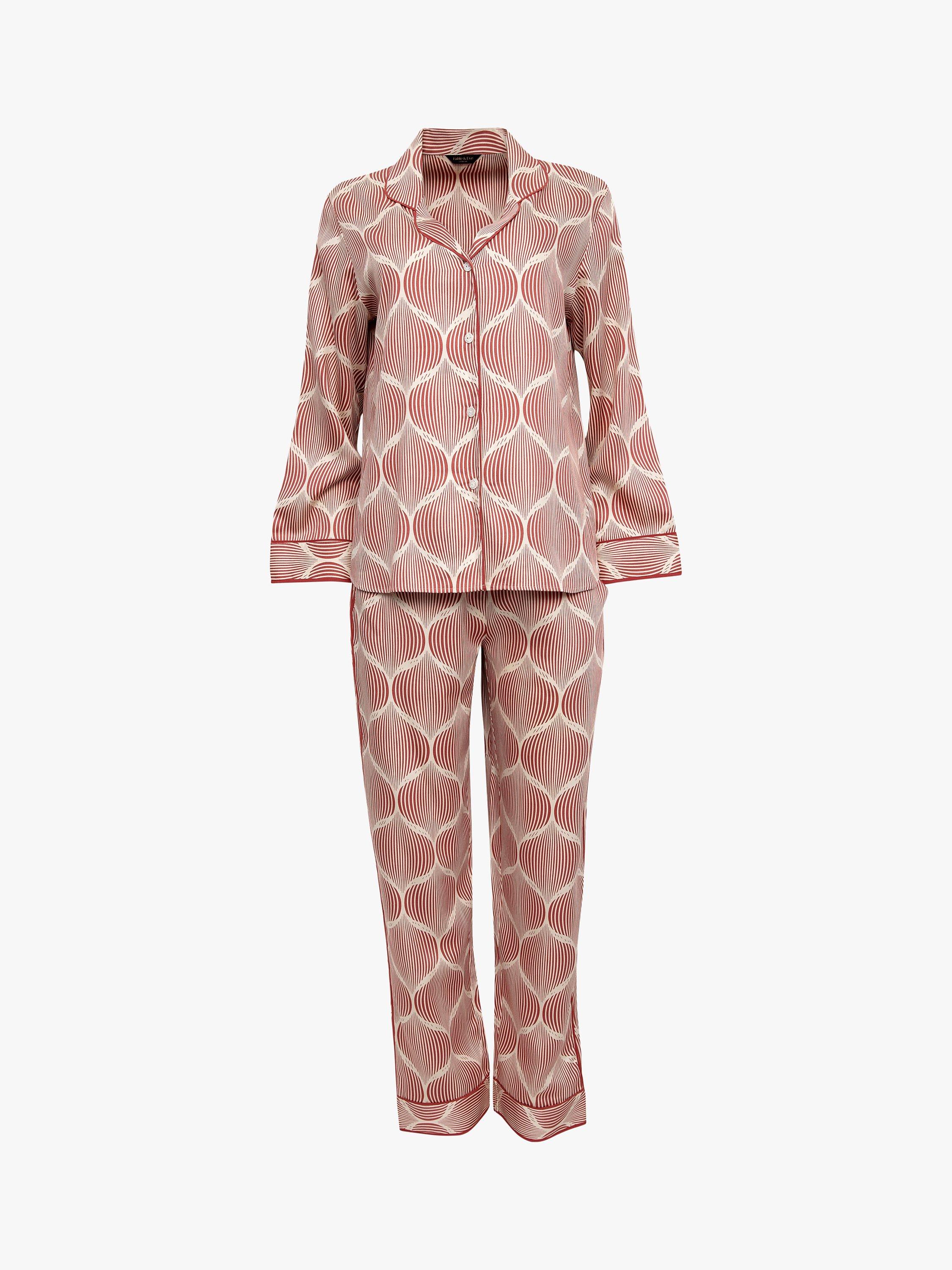 Product image 3 of 4, which shows Fable & Eve Islington Geometric Print Pyjamas, Burnt Orange, 8