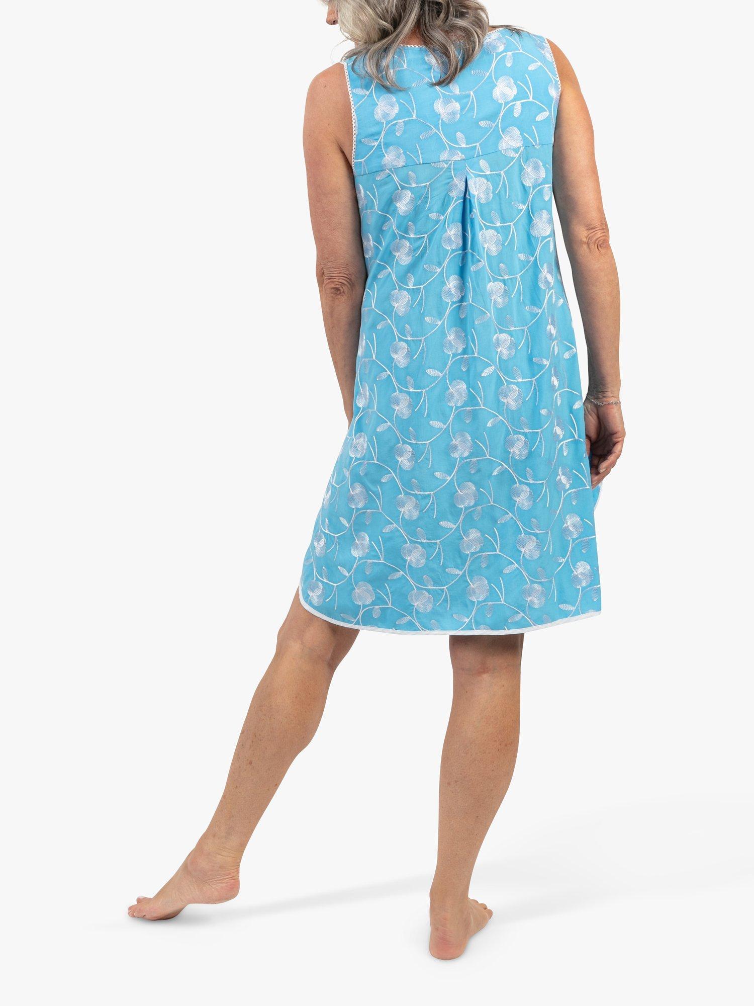 Product image 2 of 4, which shows Cyberjammies Leona Floral Embroidered Swing Nightdress, Blue, 18