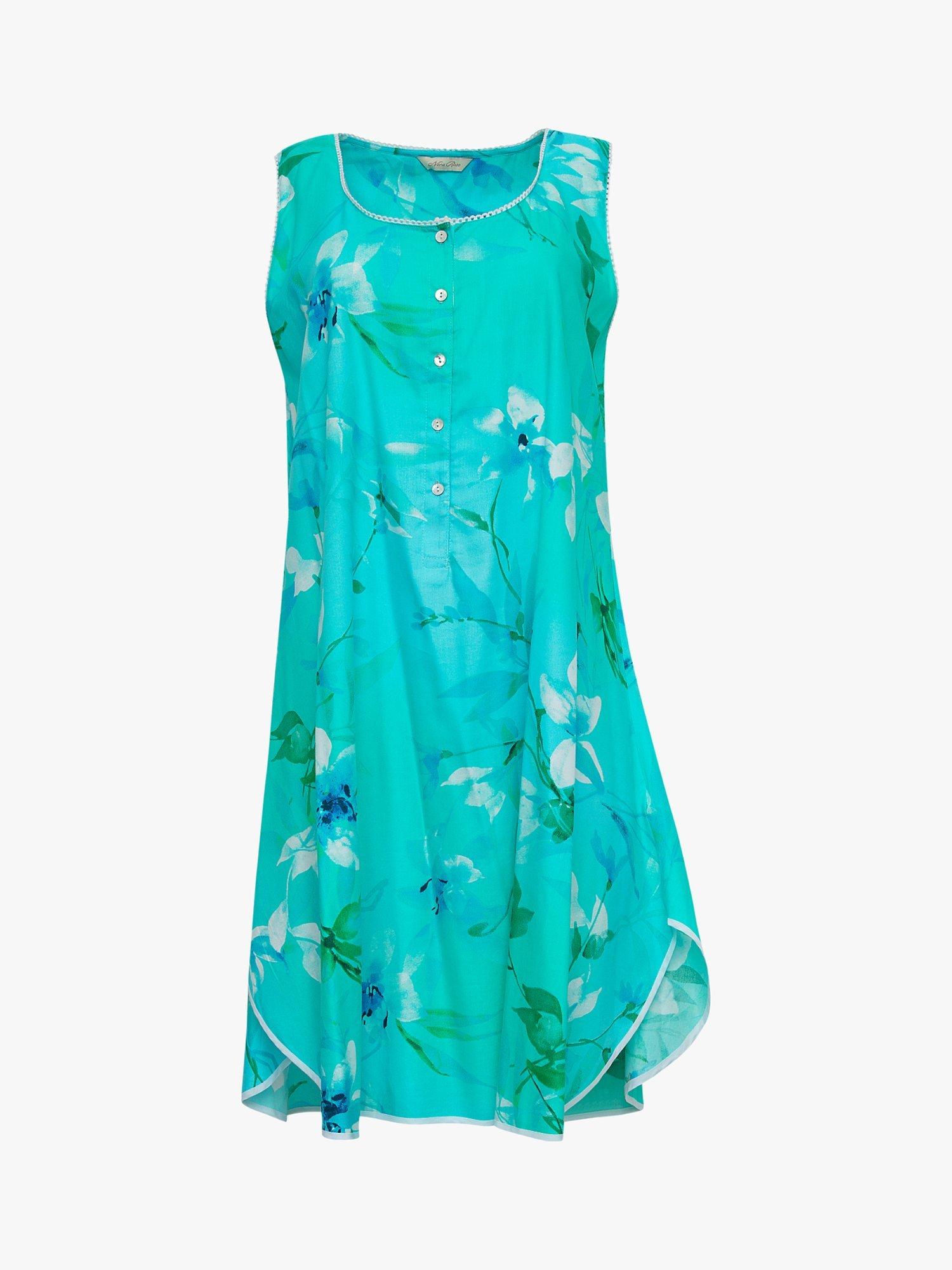 Product image 3 of 4, which shows Cyberjammies Leona Floral Print Swing Nightdress, Aqua, 8