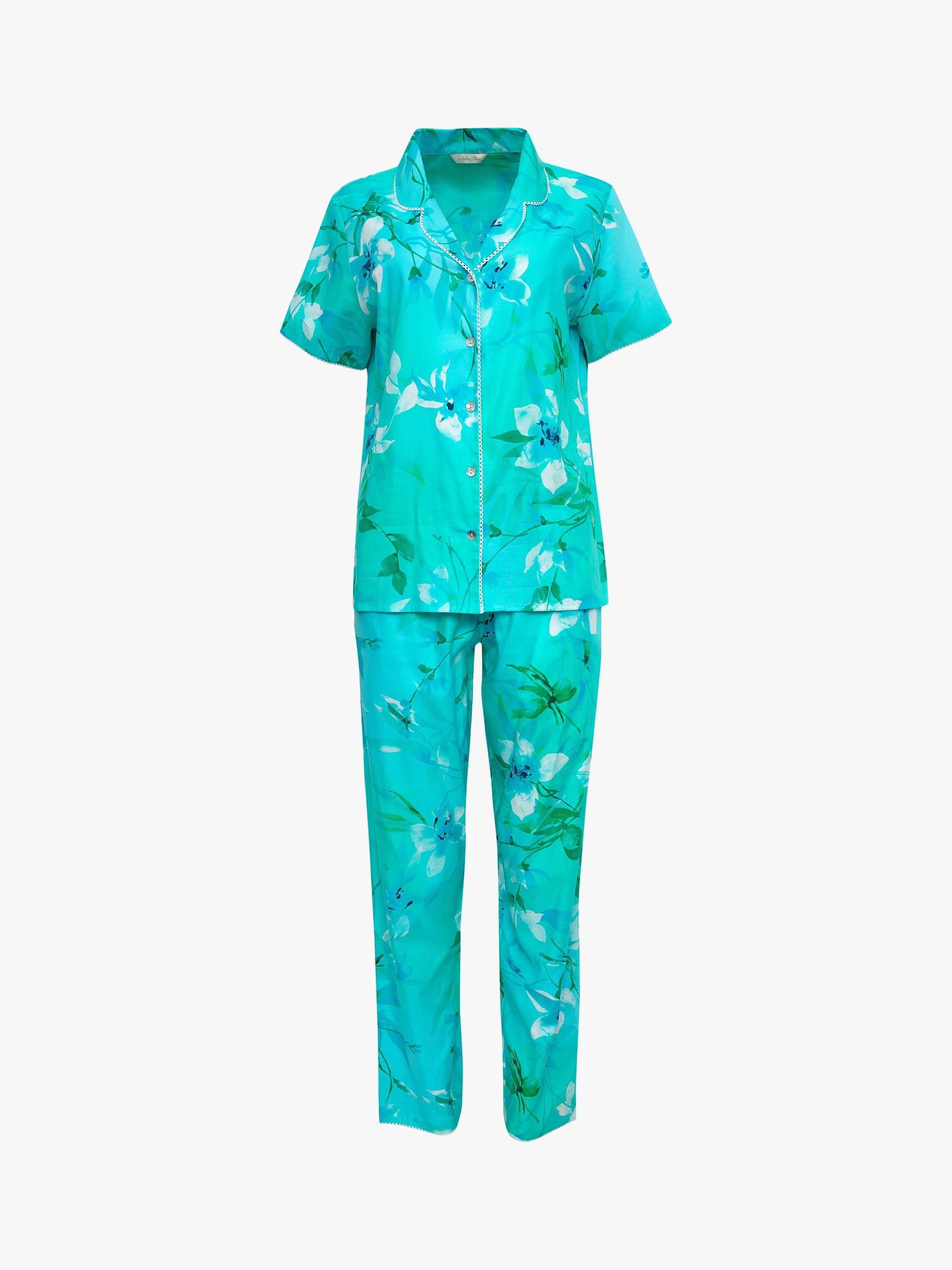 Product image 3 of 4, which shows Cyberjammies Leona Floral Print Short Sleeve Pyjama Set, Aqua, 8