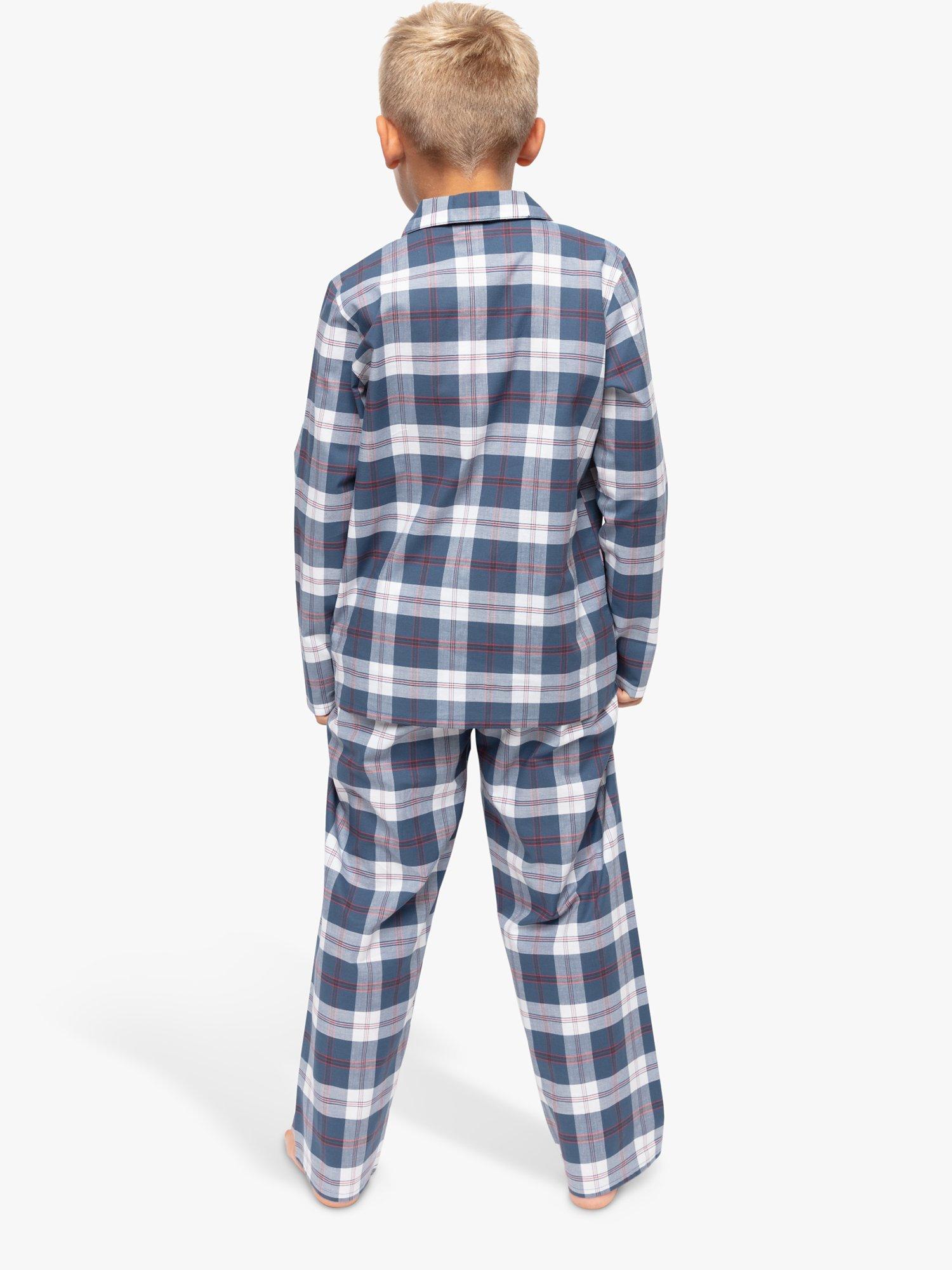 Product image 2 of 3, which shows Cyberjammies Kids' Jasper Check Pyjamas, Teal Blue, 2-3 years