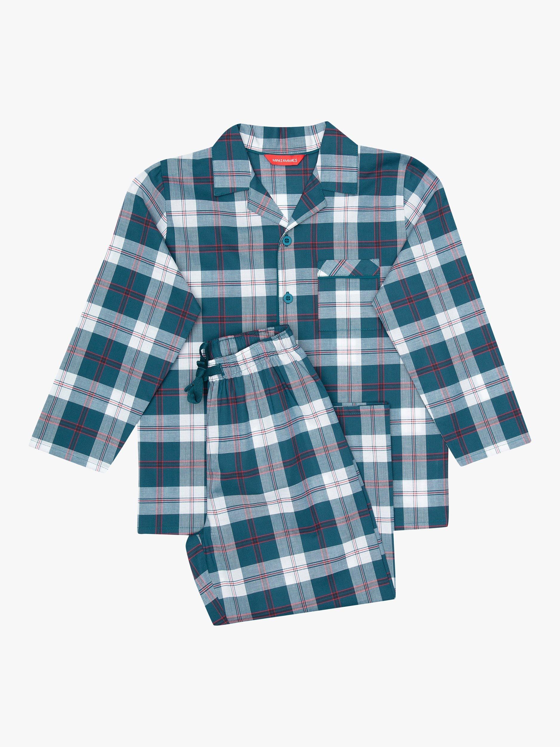 Product image 3 of 3, which shows Cyberjammies Kids' Jasper Check Pyjamas, Teal Blue, 2-3 years