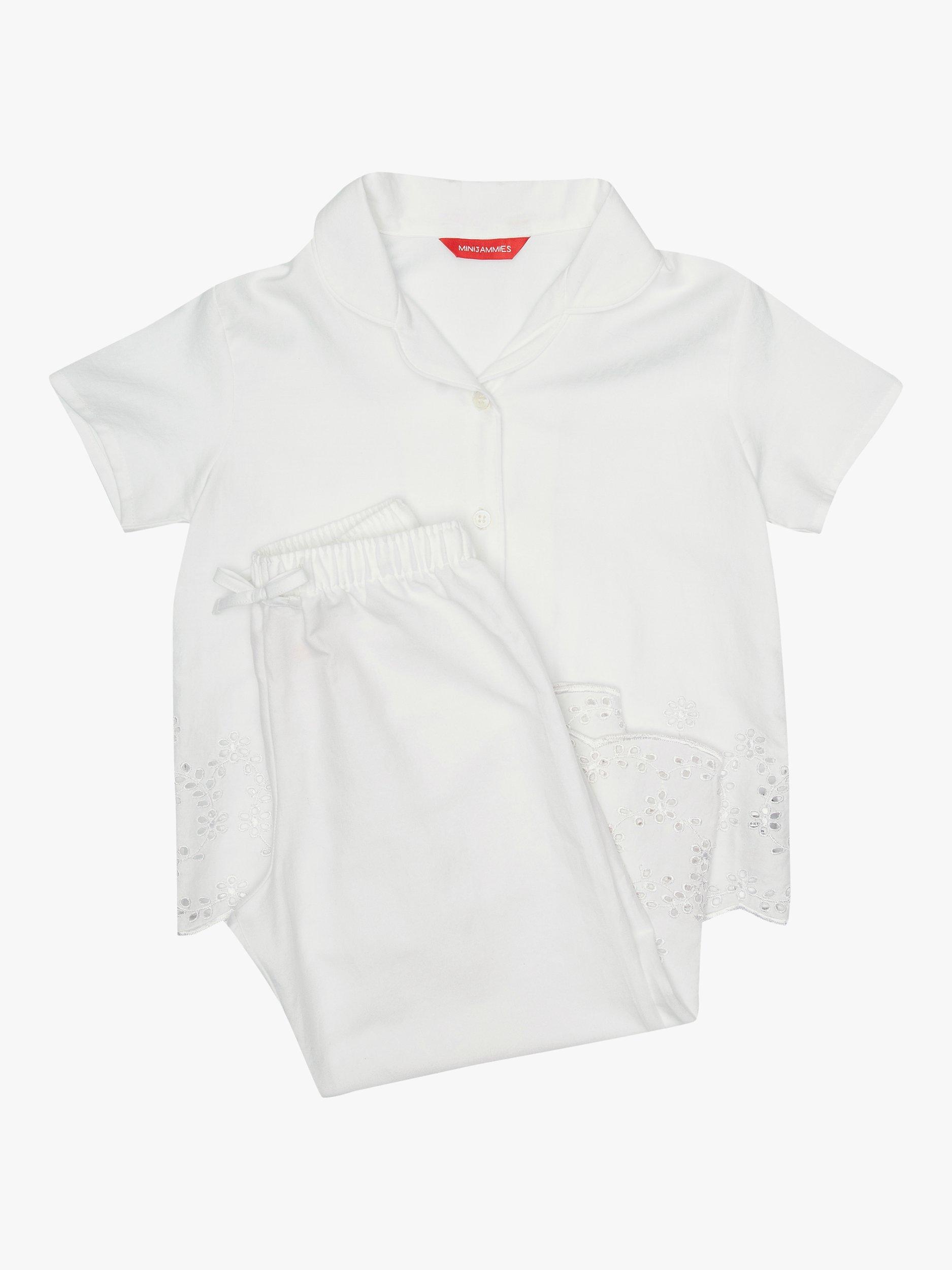 Product image 3 of 4, which shows Cyberjammies Kids' Saskia Embroidered Short Sleeve Pyjamas, White, 2-3 years