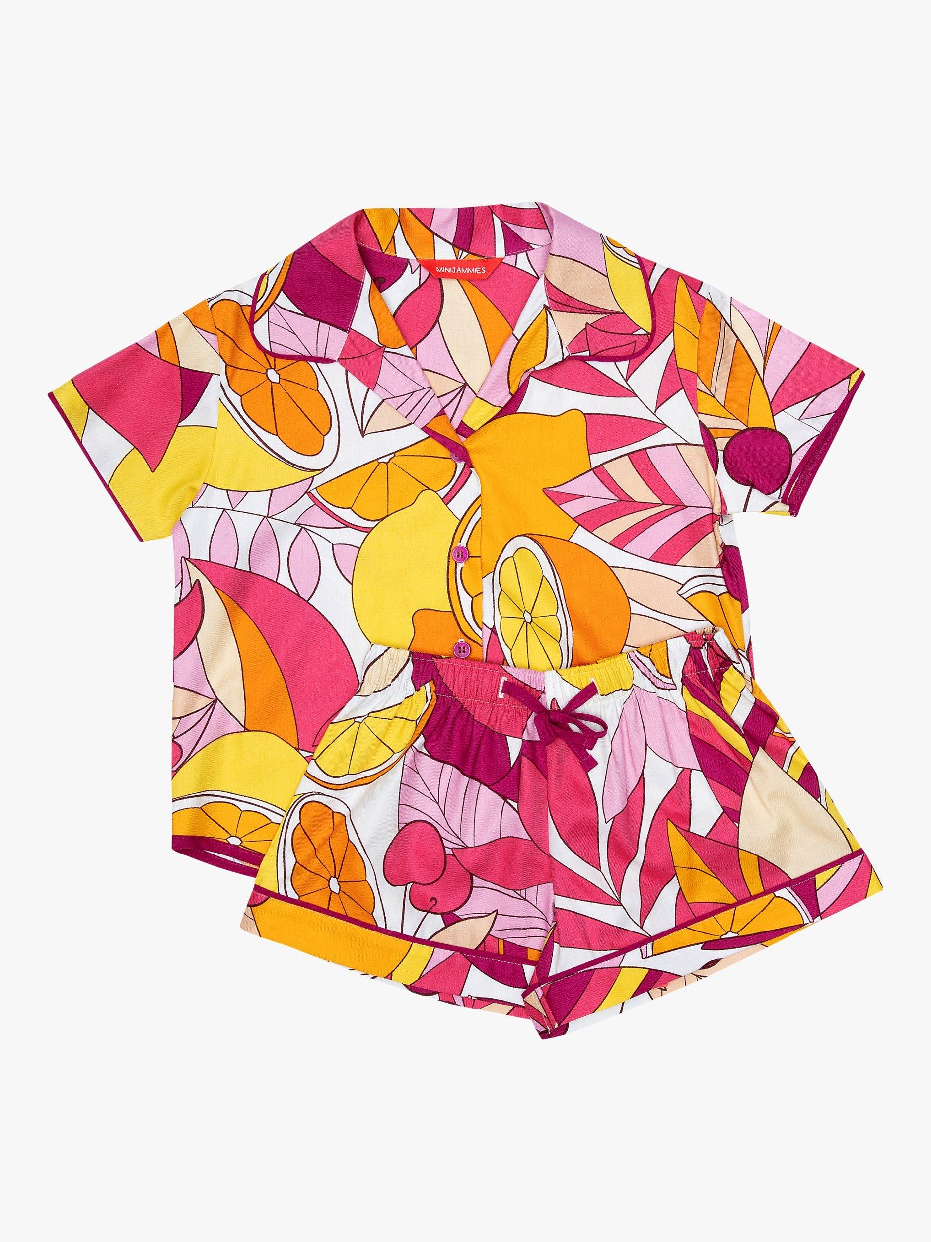 Product image 3 of 4, which shows Cyberjammies Kids' Emmi Fruit Print Pyjamas, Pink/Multi, 2-3 years