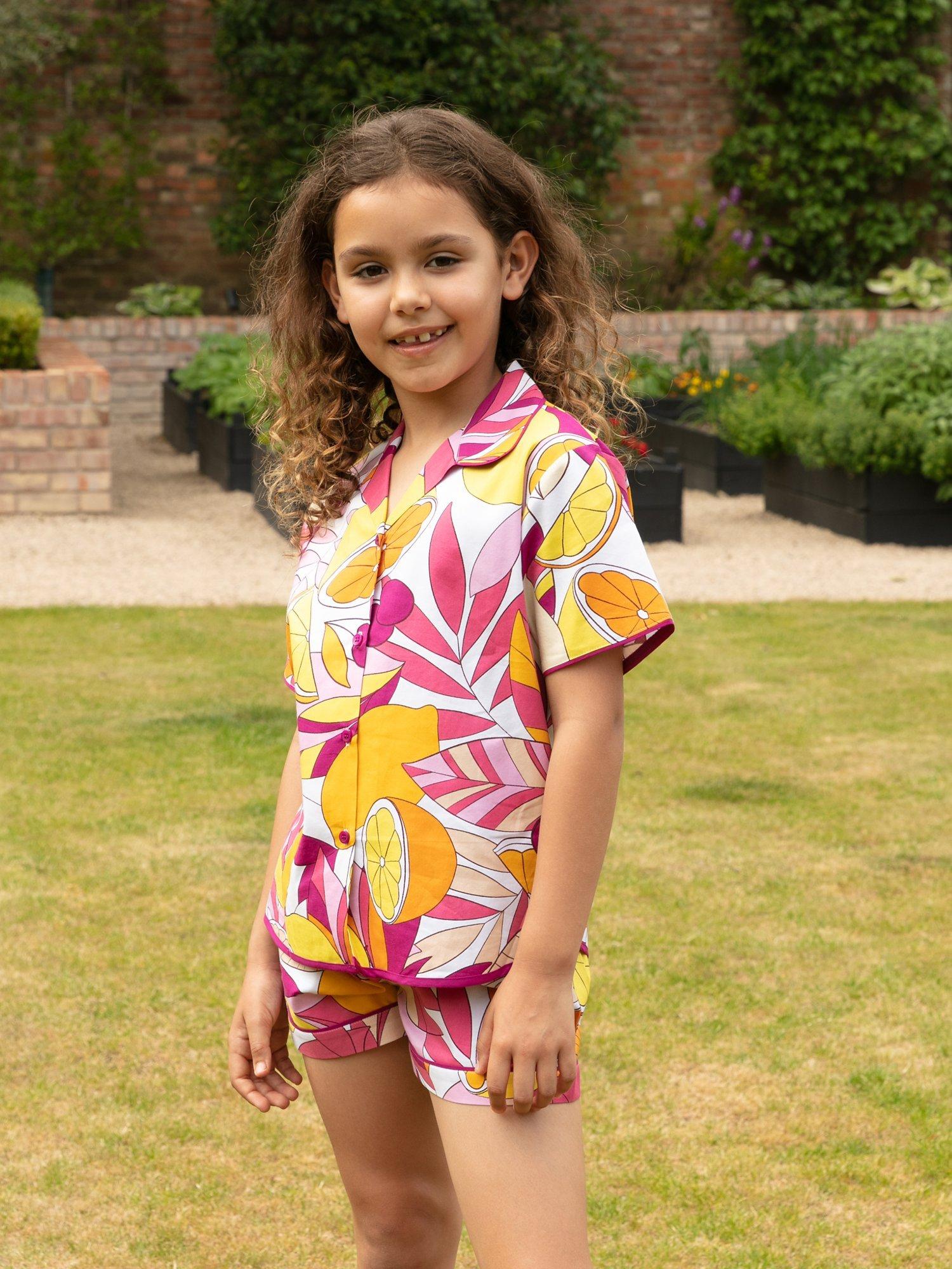 Product image 4 of 4, which shows Cyberjammies Kids' Emmi Fruit Print Pyjamas, Pink/Multi, 2-3 years