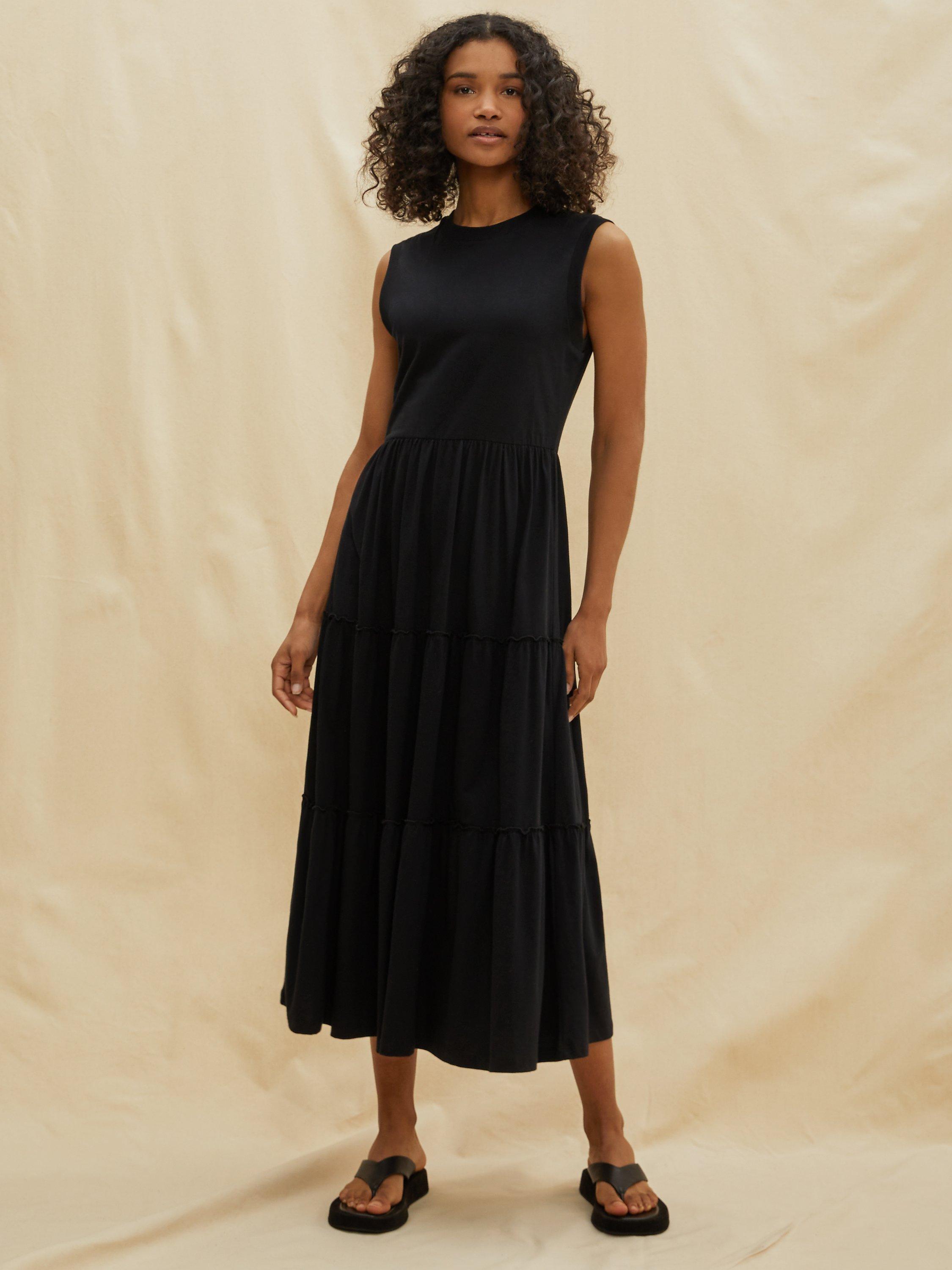 Albaray Sleeveless Tiered Midi Dress, Black