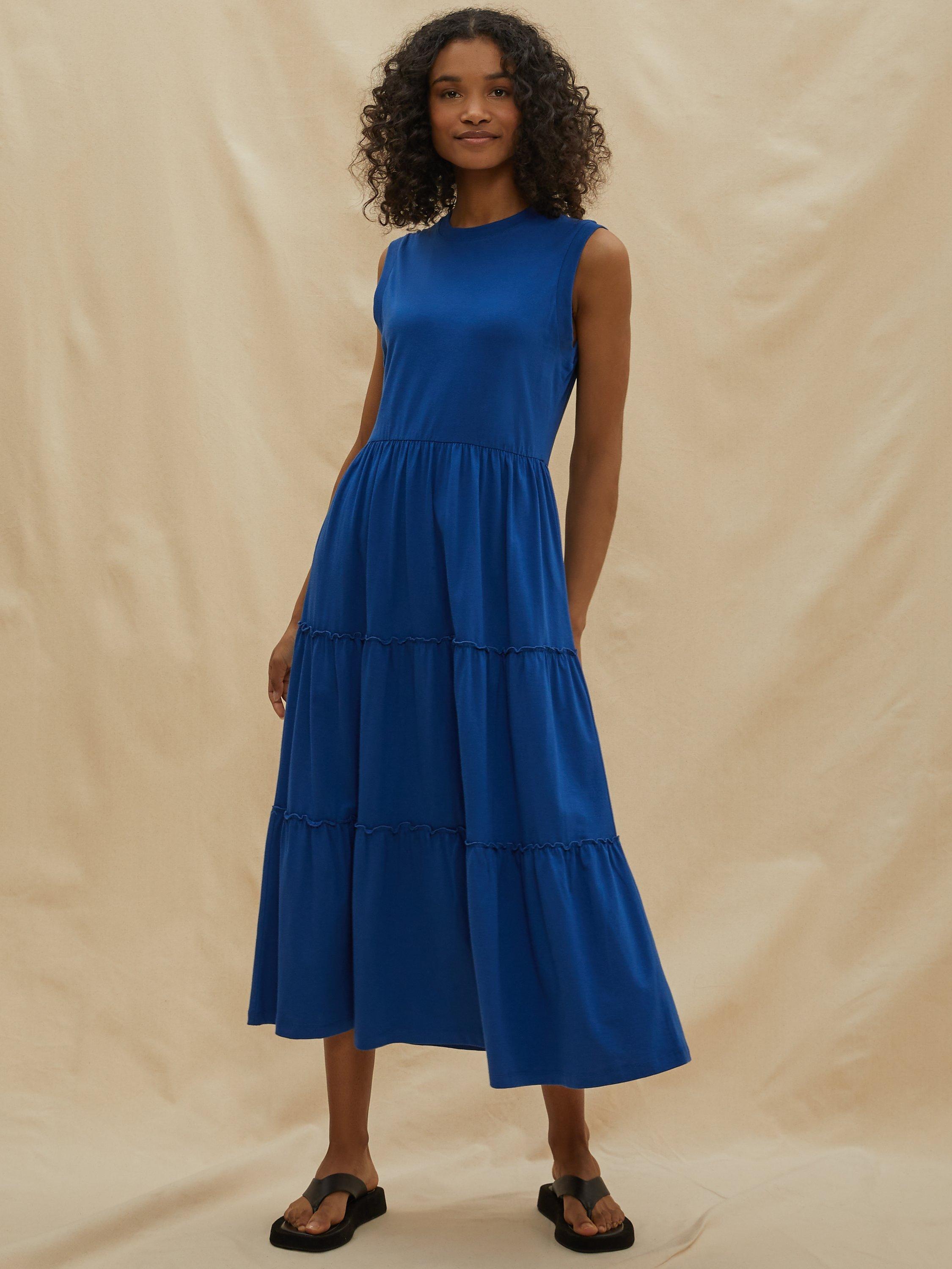 Albaray Sleeveless Tiered Midi Dress, Blue