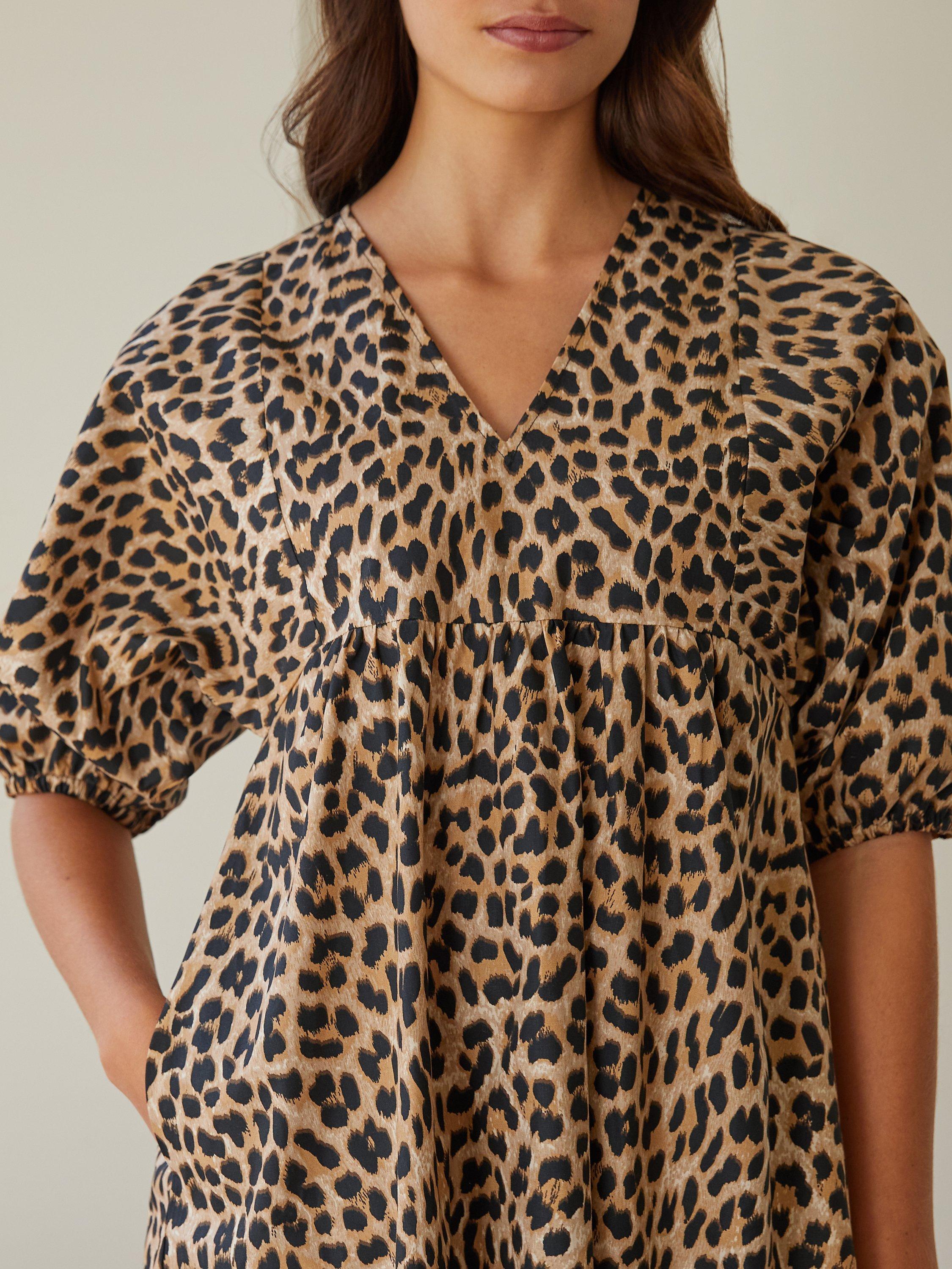 Product image 3 of 4, which shows Albaray Organic Cotton V-Neck Midi Dress, Multi, 8