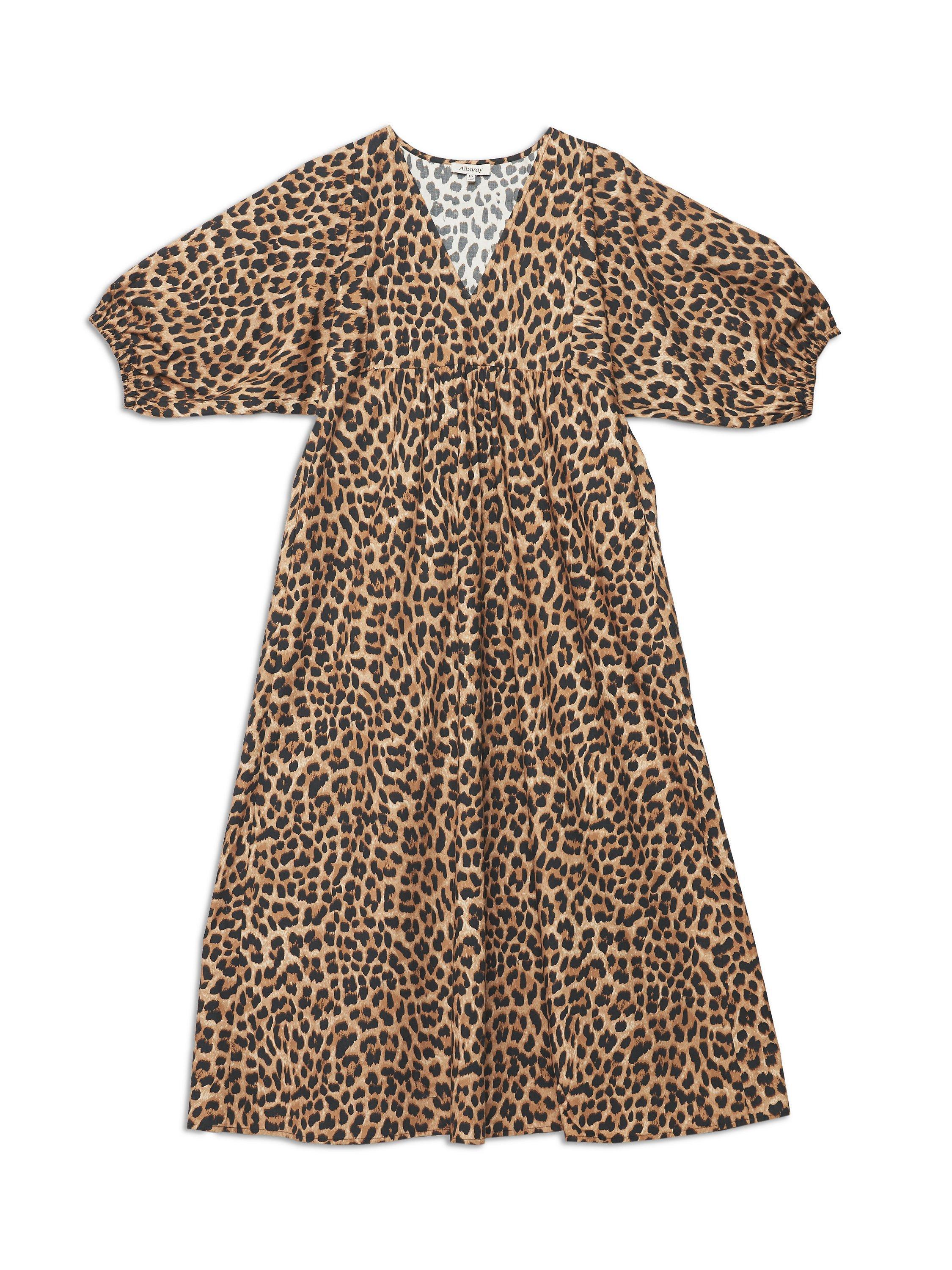 Product image 4 of 4, which shows Albaray Organic Cotton V-Neck Midi Dress, Multi, 8