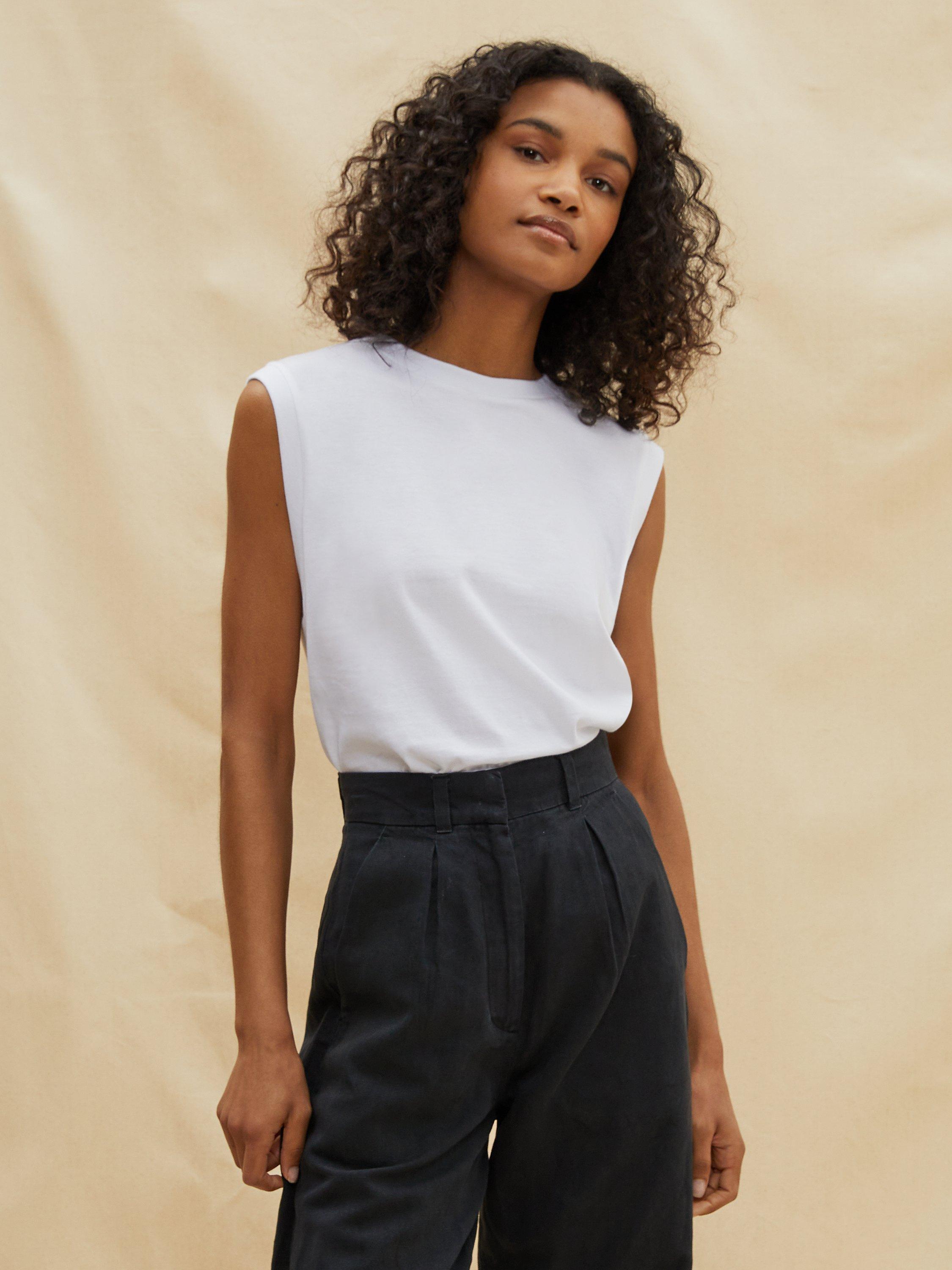 Product image 1 of 4, which shows Albaray Plain Rib Neck Tank Top, White, 10