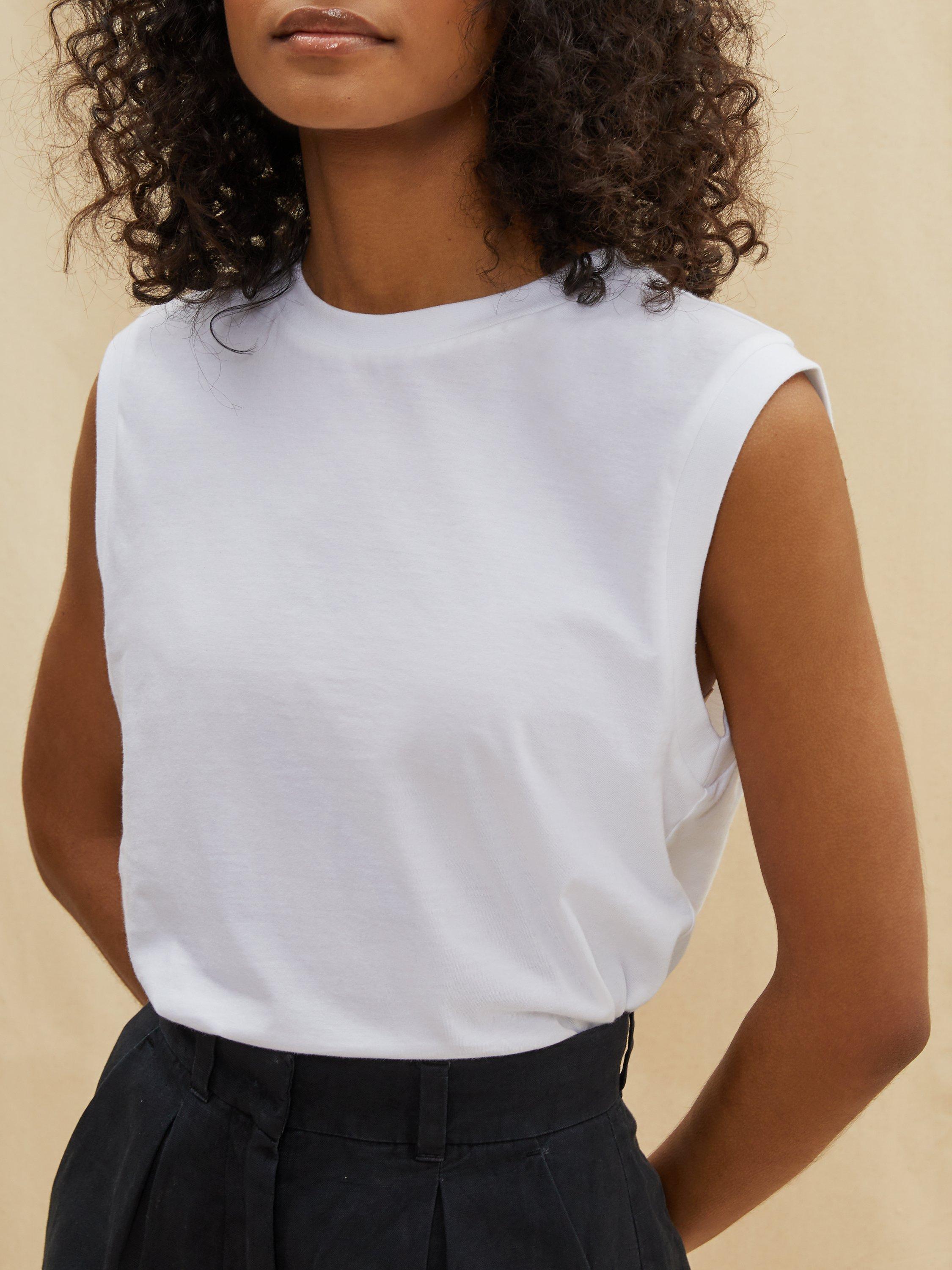 Product image 3 of 4, which shows Albaray Plain Rib Neck Tank Top, White, 10
