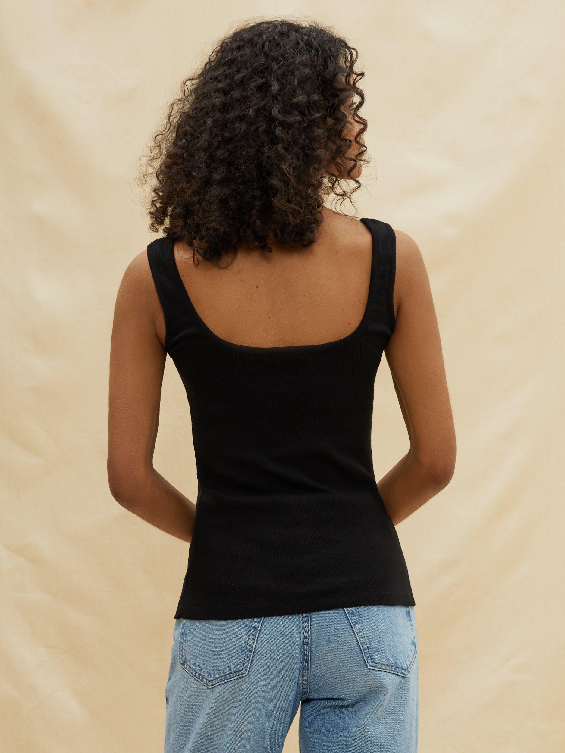 Product image 2 of 4, which shows Albaray Square Neck Rib Vest, Black, 8