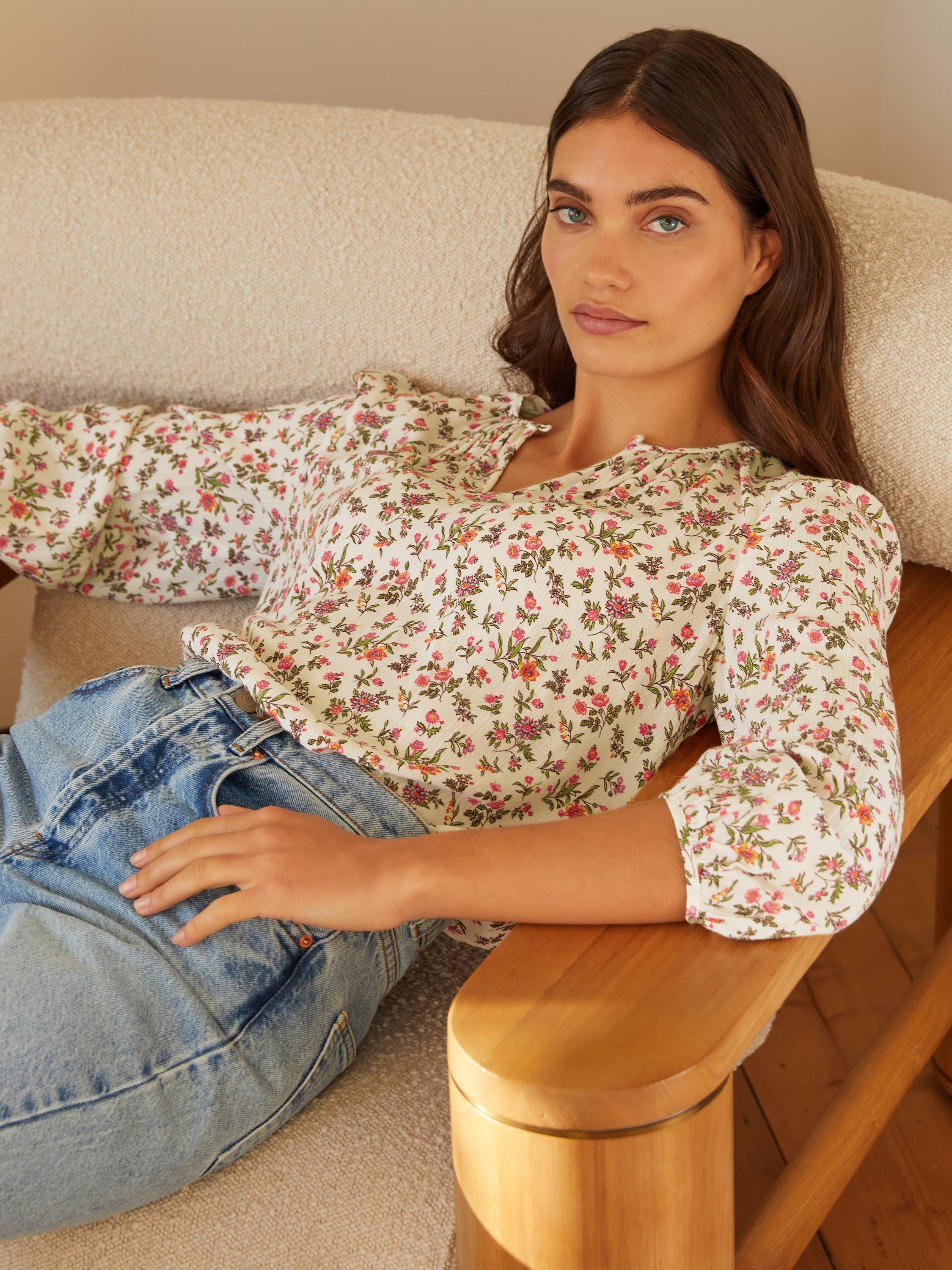 Albaray Prairie Floral Top, Cream/Multi