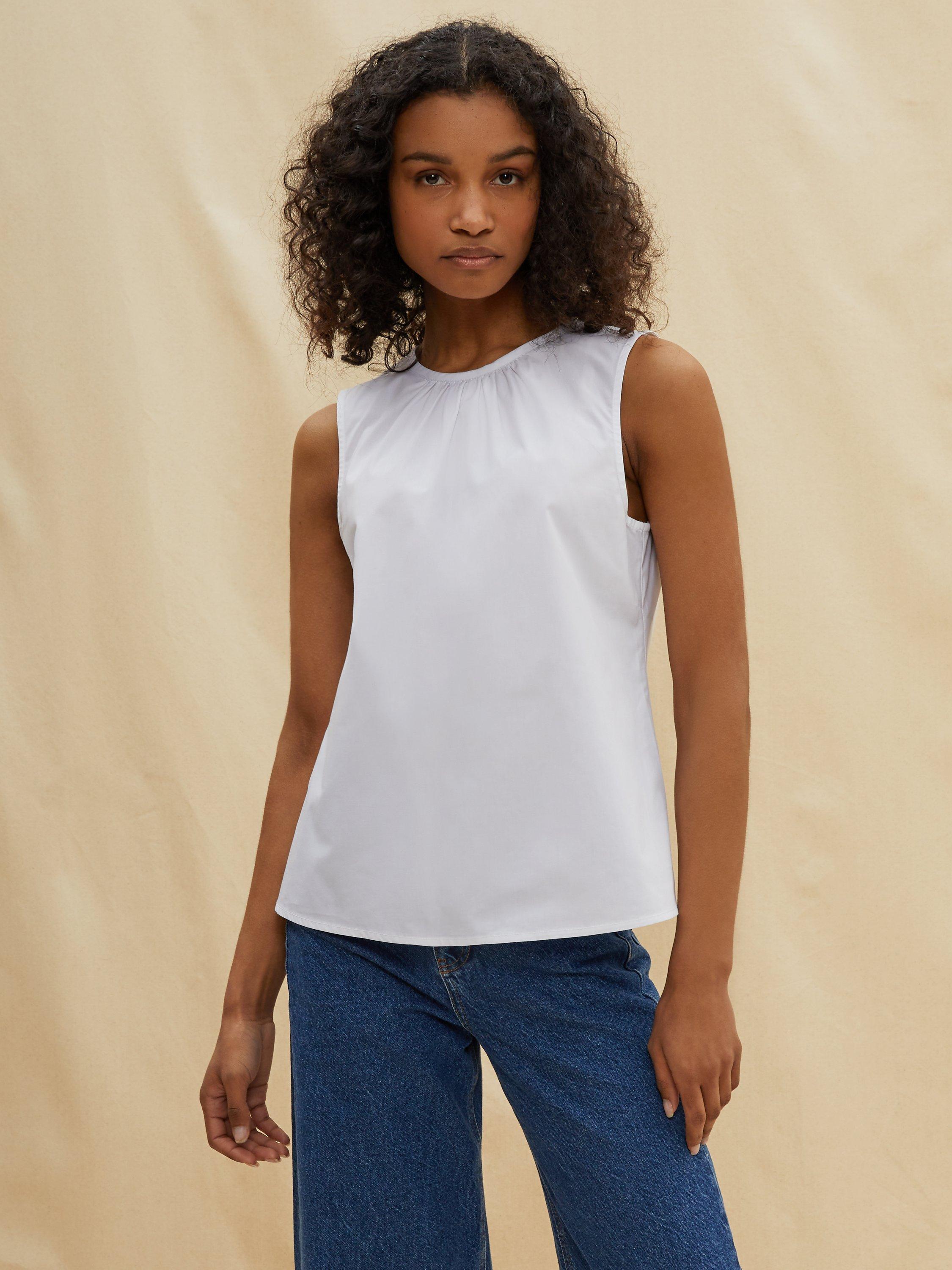Albaray Plain Organic Cotton Shell Top, White 
