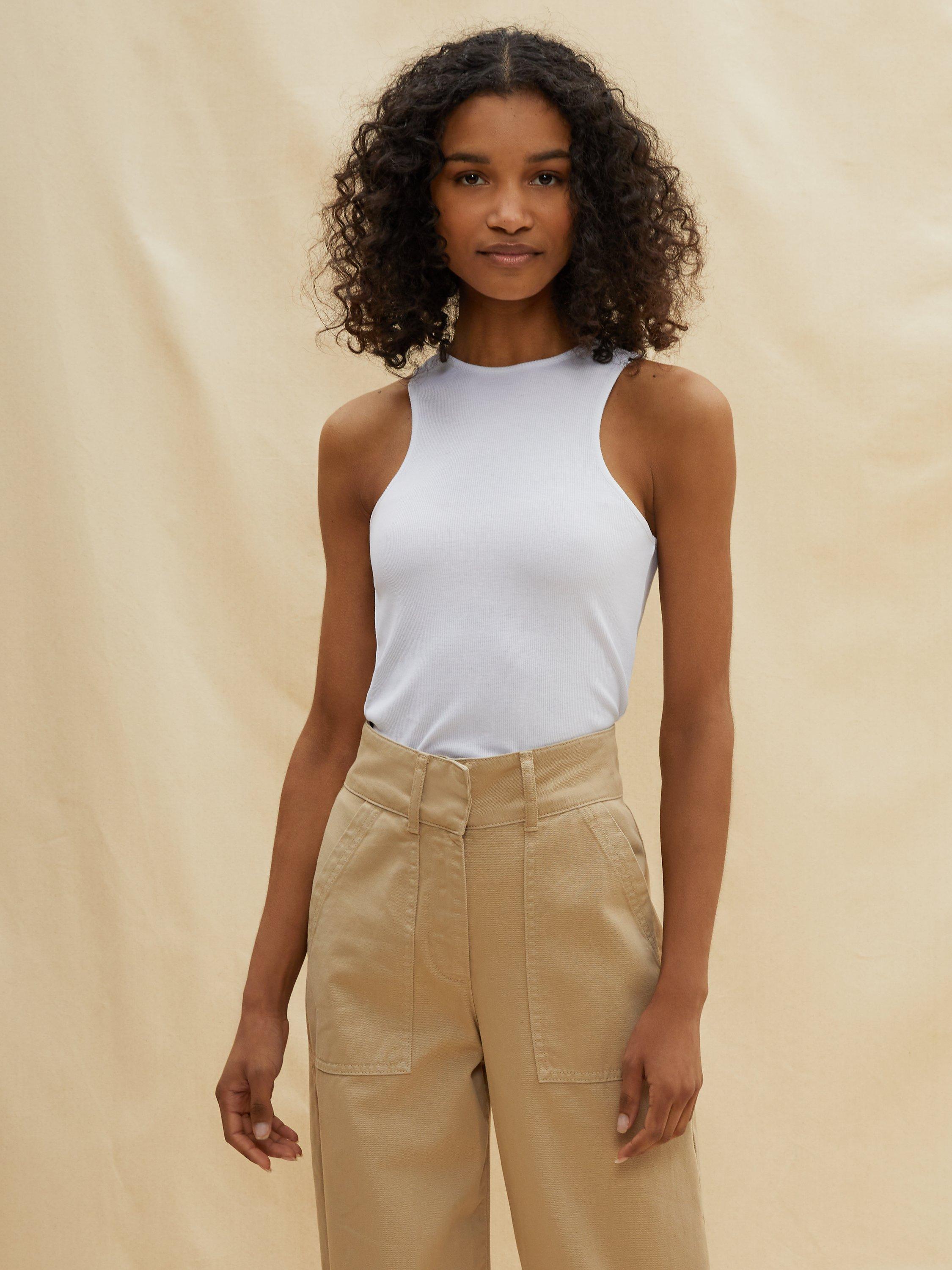 Albaray Cut Away Racerback Top, White 