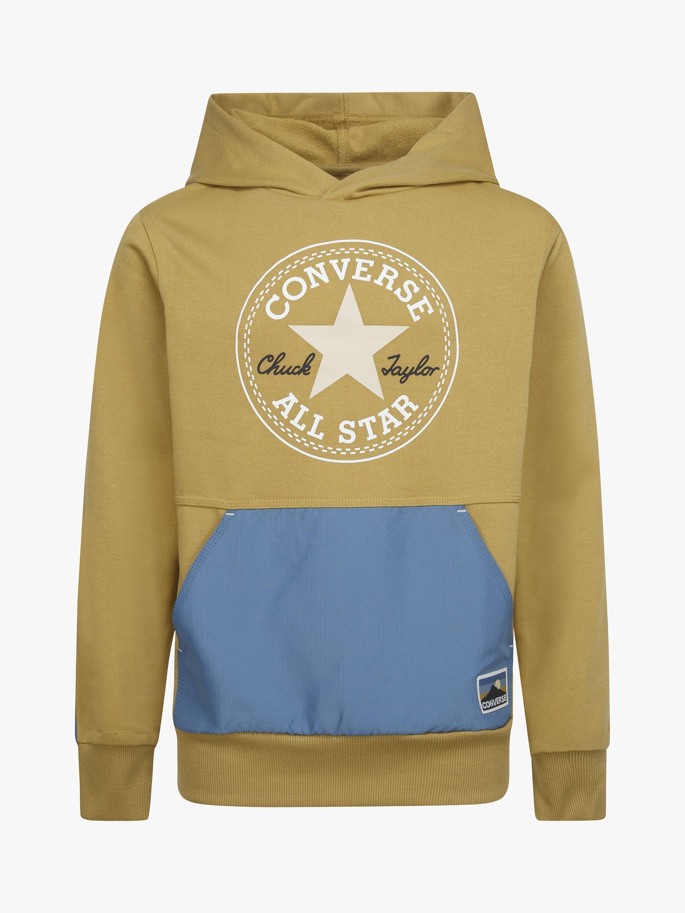 Converse Kids' Geared Up Colour Block Pullover Hoodie, Dunescape
