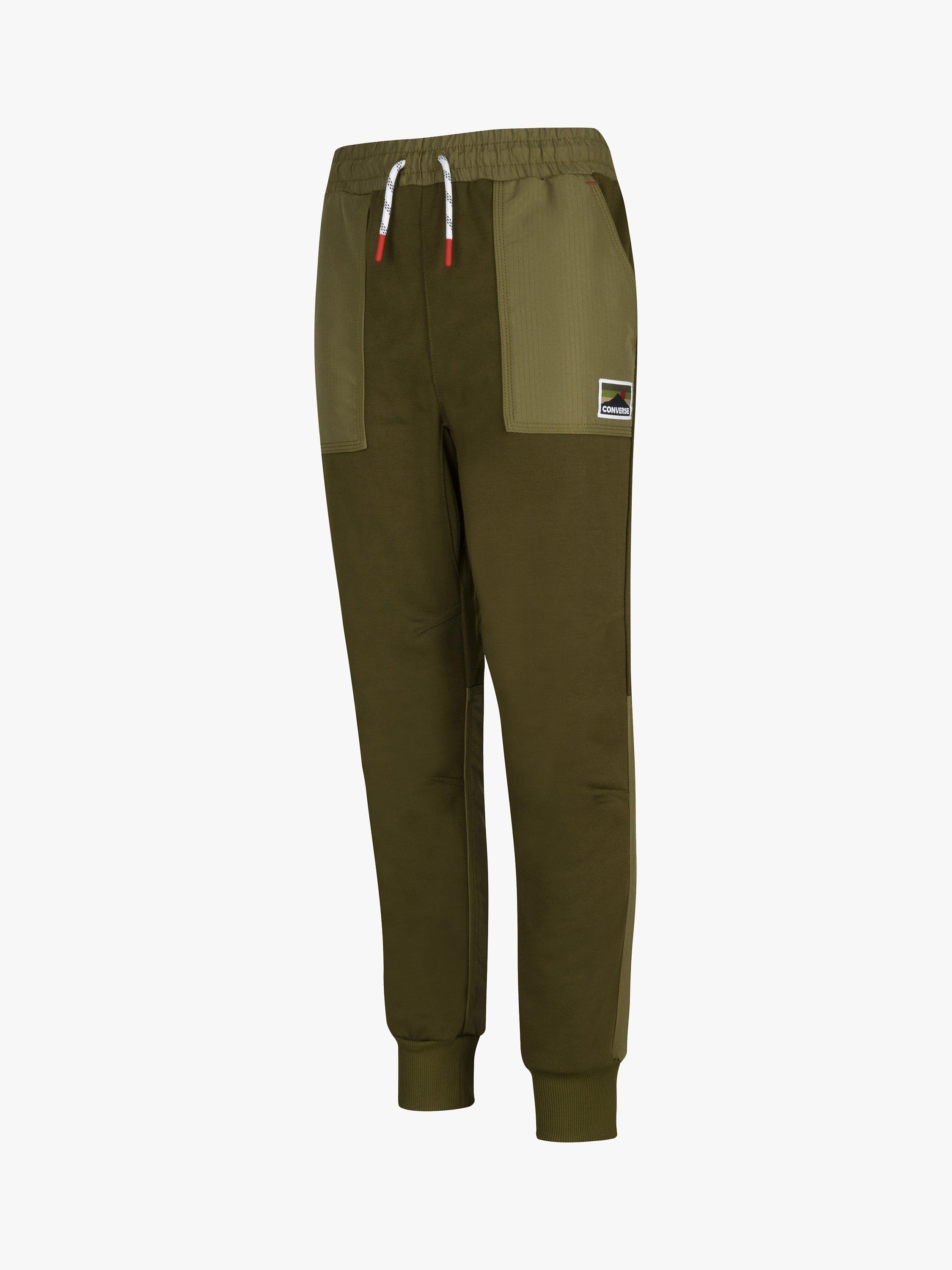 Converse Kids' Geared Up Colour Block Joggers, Cave Moss